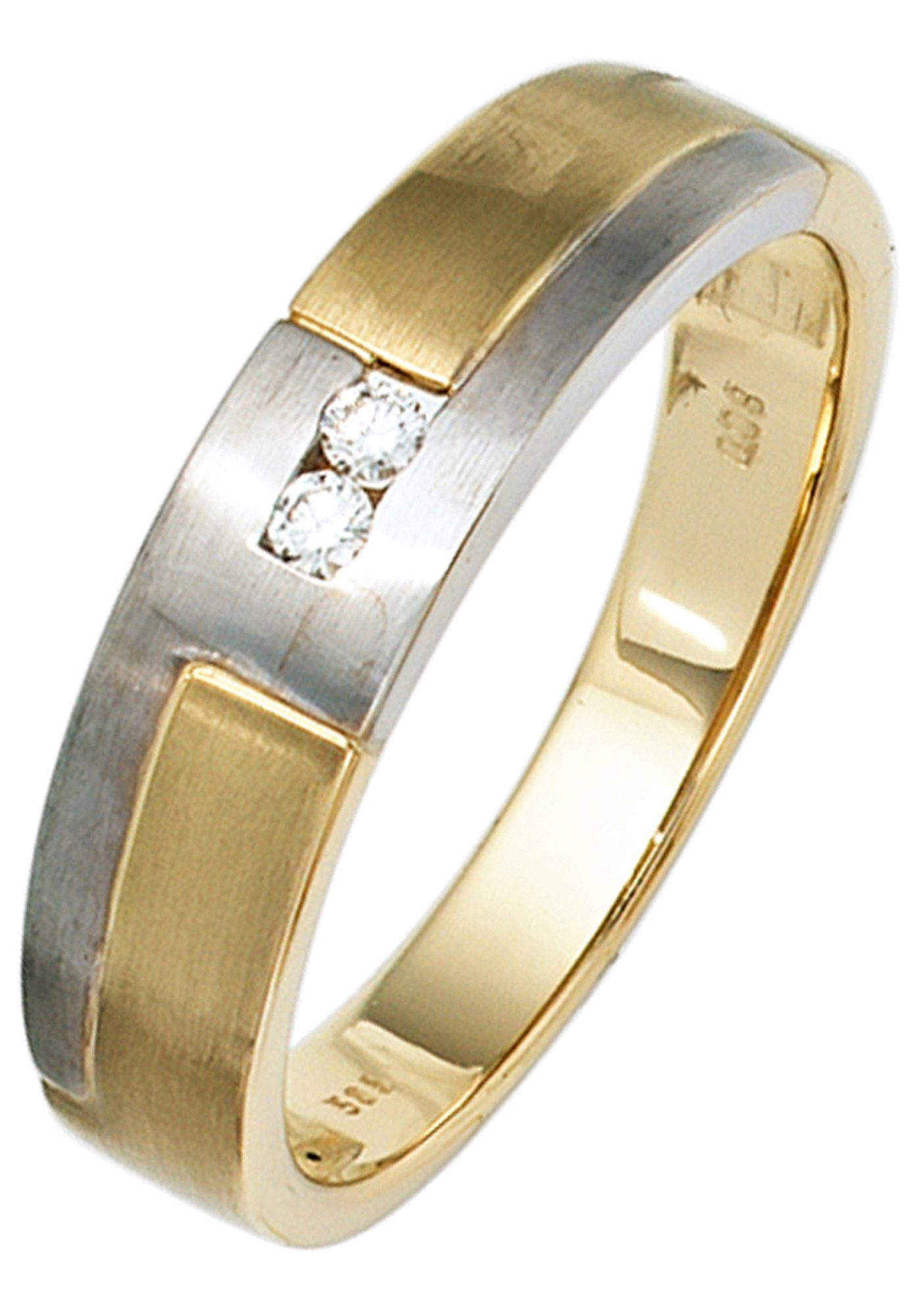Angemessener Preis JOBO Diamantring, 585 Gelbgold Diamanten mit 2 Weißgold