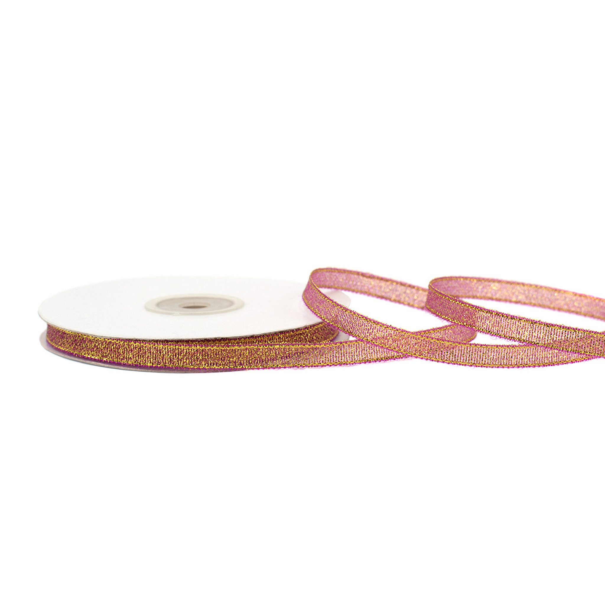 Creativery Geschenkband, Glitzerband 6mm x 32m Rolle Rot / Gold