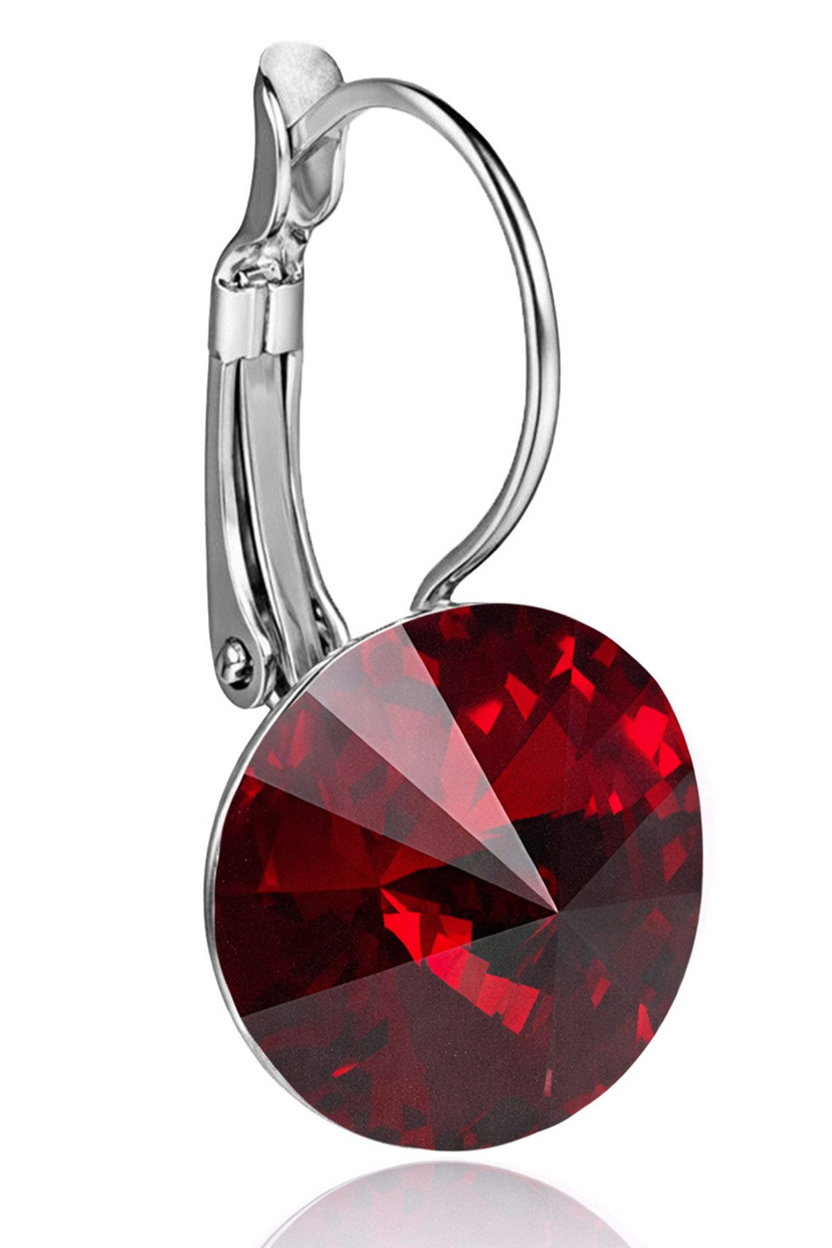 LUISIA® Paar Ohrhänger Silberne Ohrringe "Rivoli" mit 12 mm Kristallen von Swarovski® (2-tlg., inkl. Schmuckbox), Große Farbauswahl