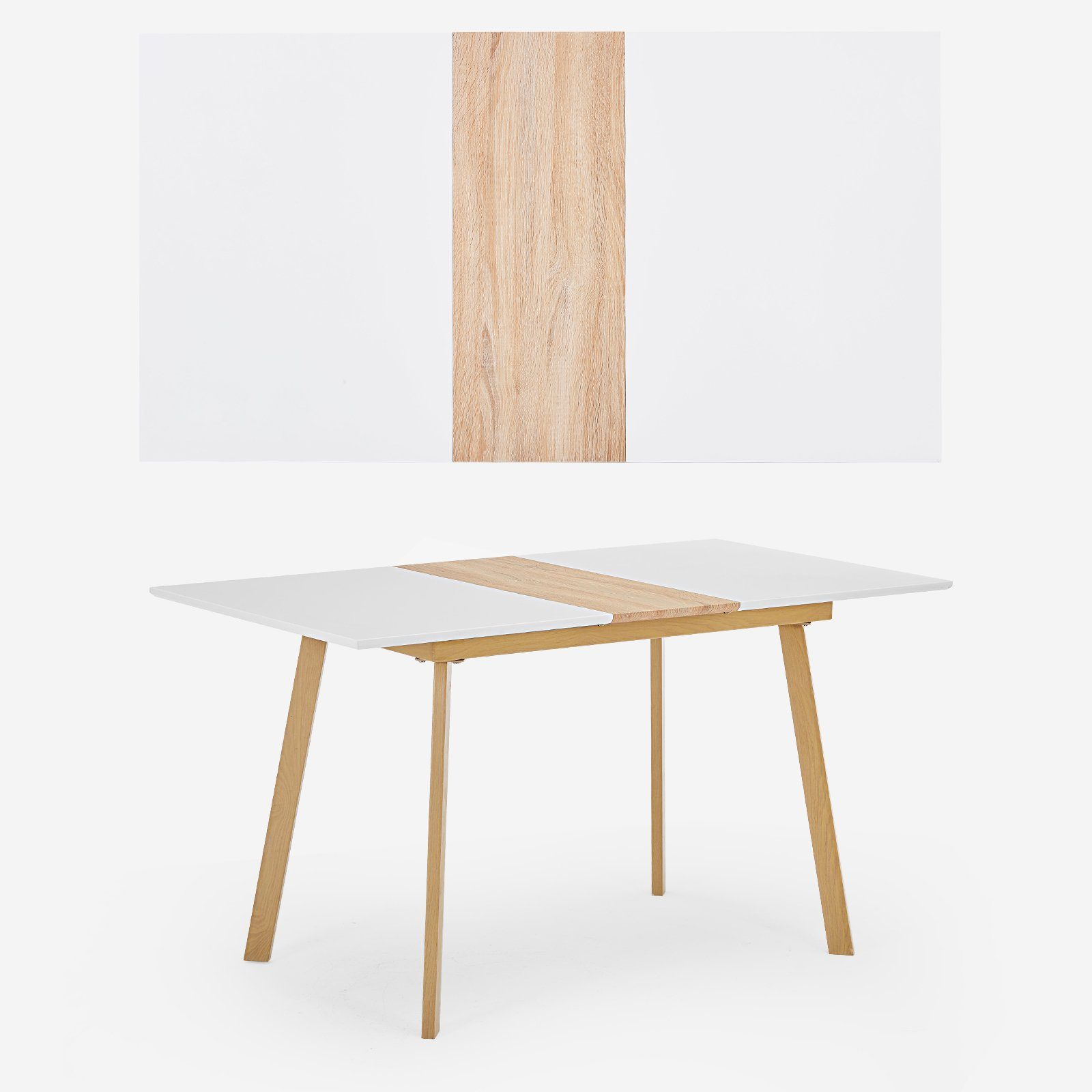 DOTMALL Esstisch Ausziehbarer Esstisch - mattweiße Tischplatte Moderne mit