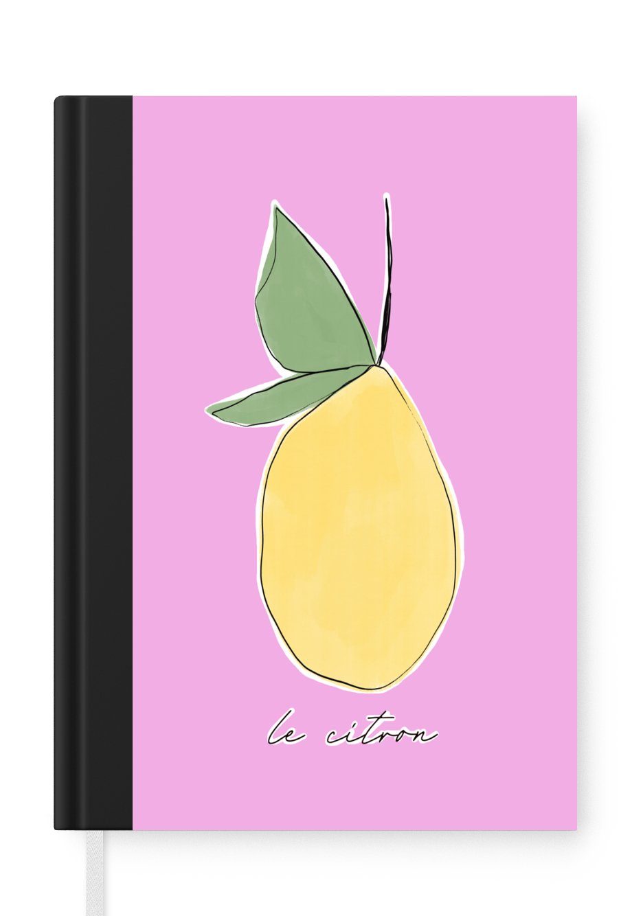 MuchoWow Notizbuch Zitrone - Obst - Pastell, Journal, Merkzettel, Tagebuch, Notizheft, A5, 98 Seiten, Haushaltsbuch