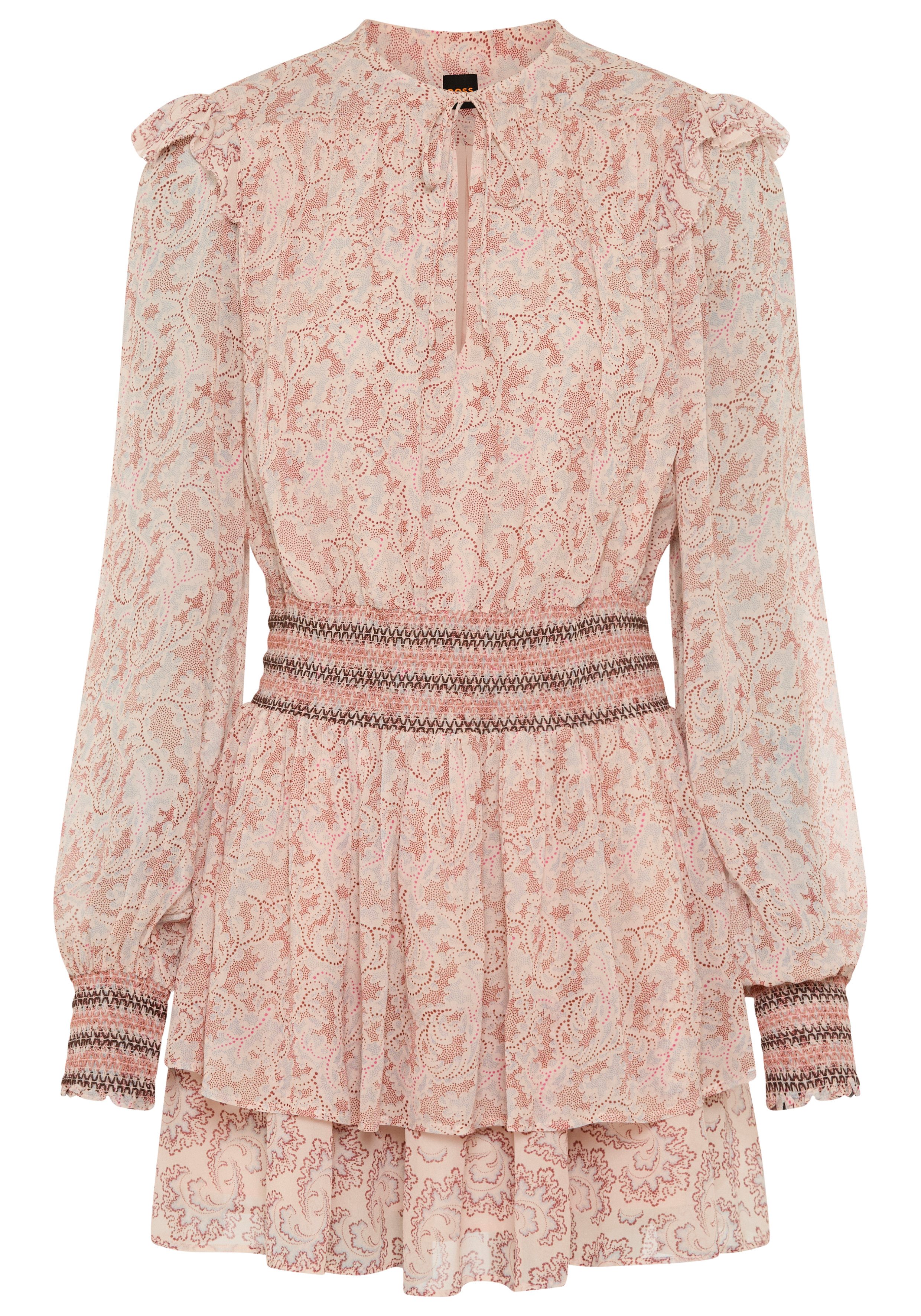 BOSS ORANGE Druckkleid Darmia Premium Damenmode mit Volants und gesmokten D günstig online kaufen