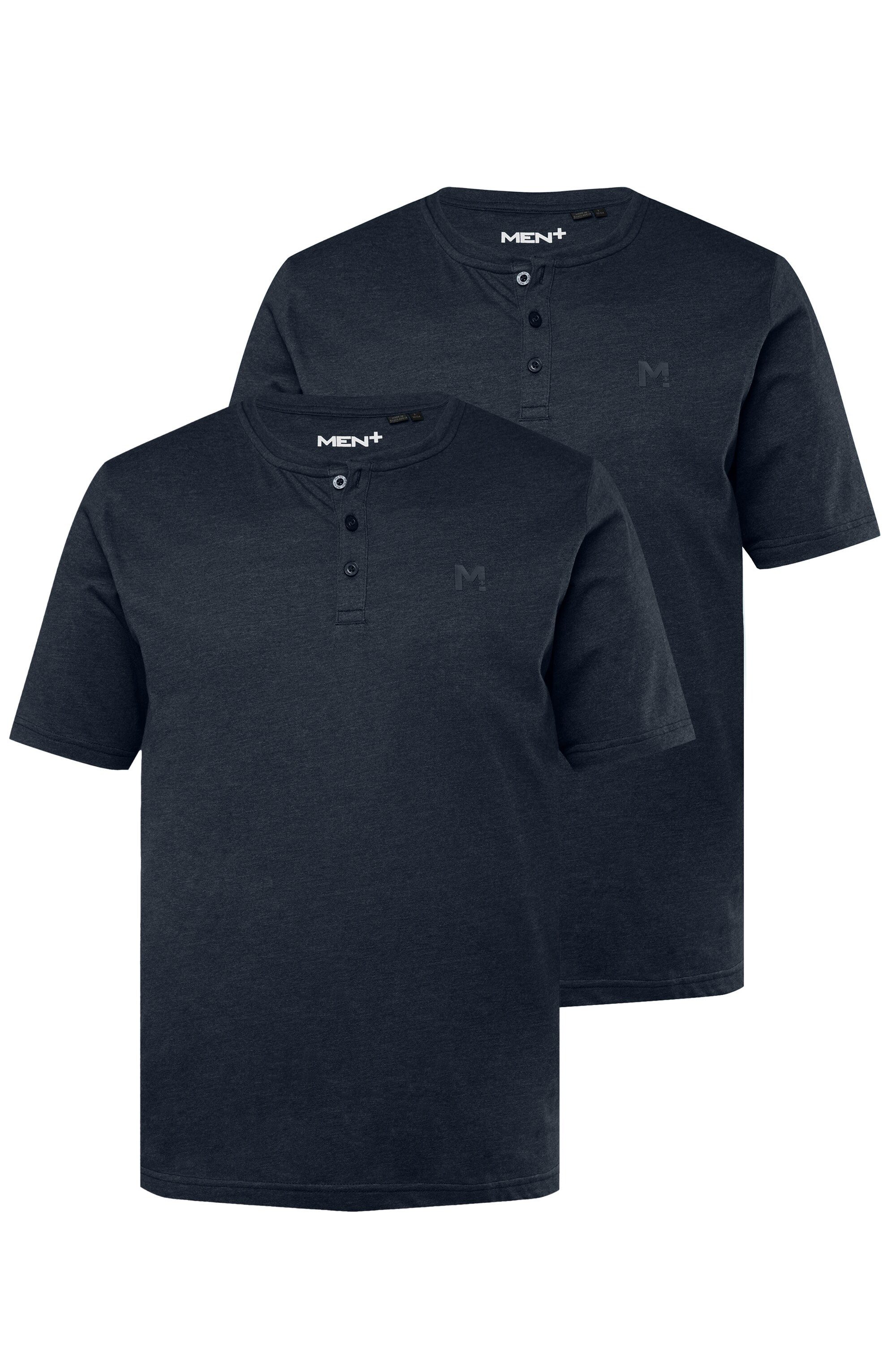 T-Shirt Men+ Henley 2er-Pack Basic Halbarm Rundhals