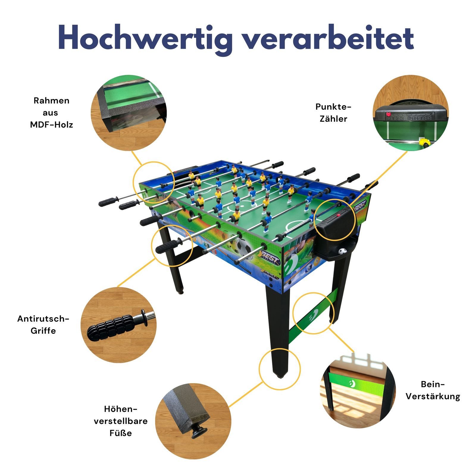 Best Sporting Multifunktionstisch Kinder 10 in 1 - Multi Kickertisch Kinder mit 10 Spielen