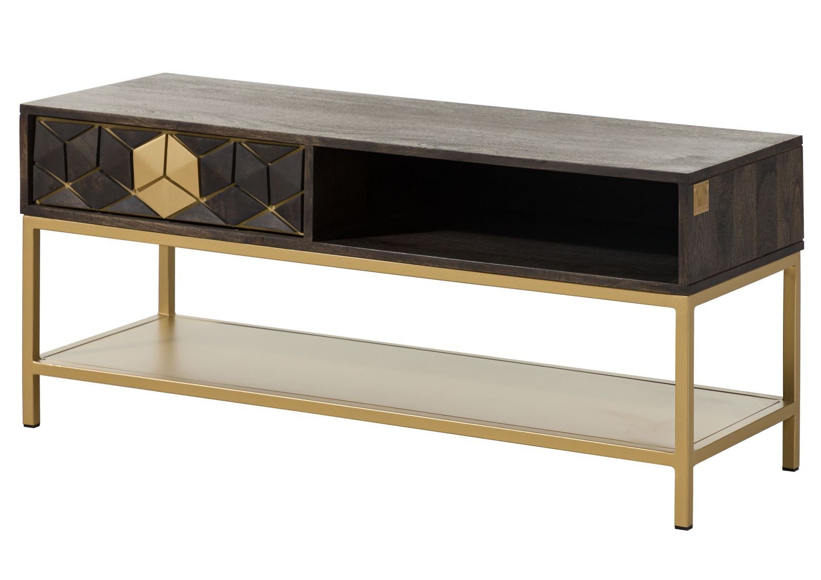 Massivmoebel24 Couchtisch DIAMOND (Couchtisch Mango 110x40x50 grau geölt DIAMOND #100), Couchtisch Mango 110x40x50 grau geölt DIAMOND #100