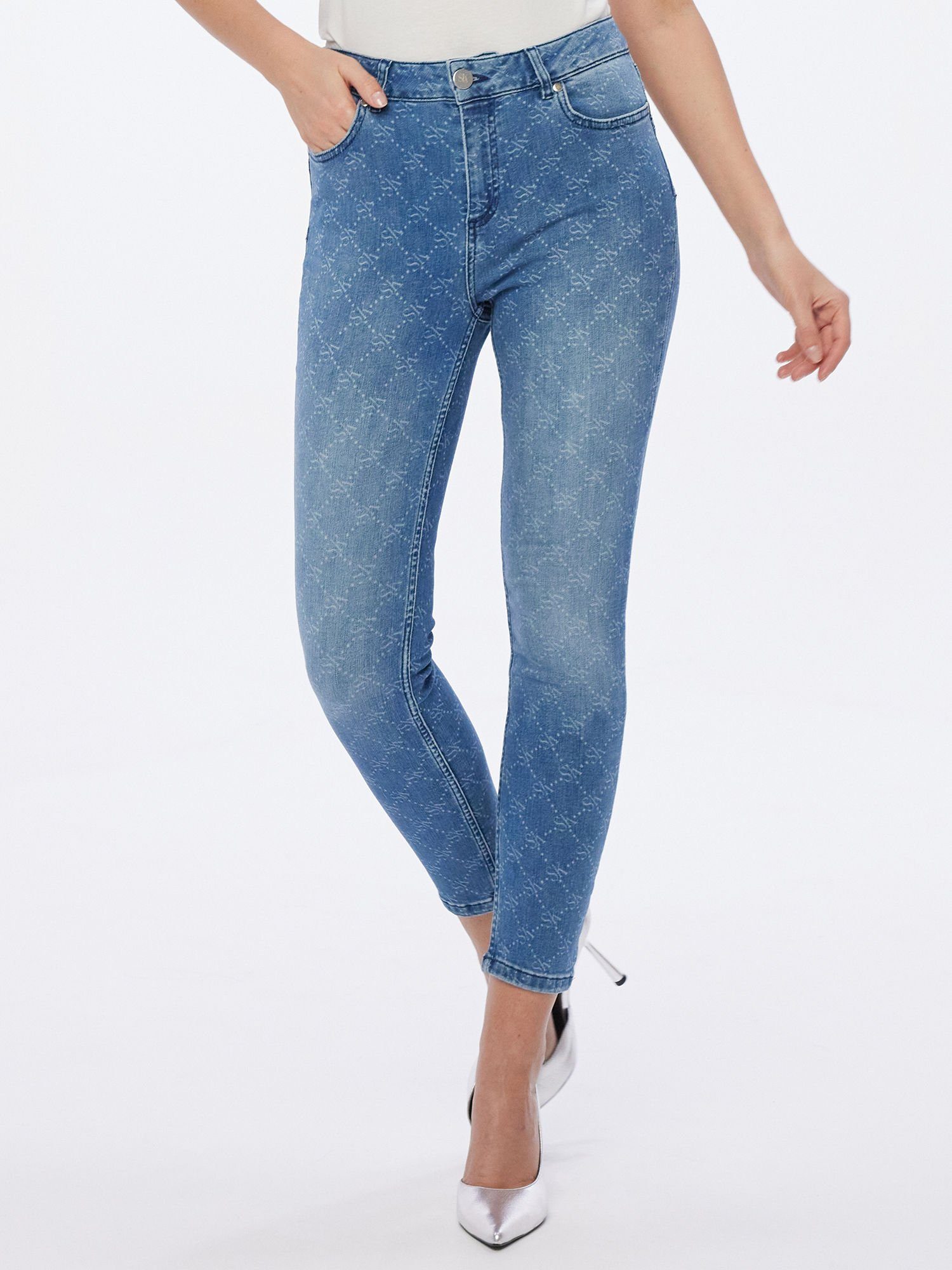 Sarah Kern Skinny-fit-Jeans Denim-Hose figurbetont in Baumwoll-Stretch