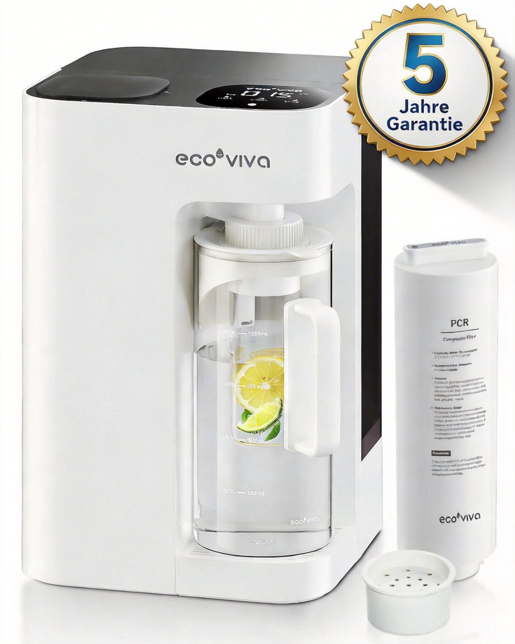 Ecoviva Wasserfilter WP-RO-MATE3 Auftisch Osmoseanlage Trinkwasser, Umkehrosmoseanlage, Zubehör für MATE3 PCR Filterkartusche, 8-stufige Filtration, Echtzeit-TDS-Monitor, 3:1 Rein zu Abfluss