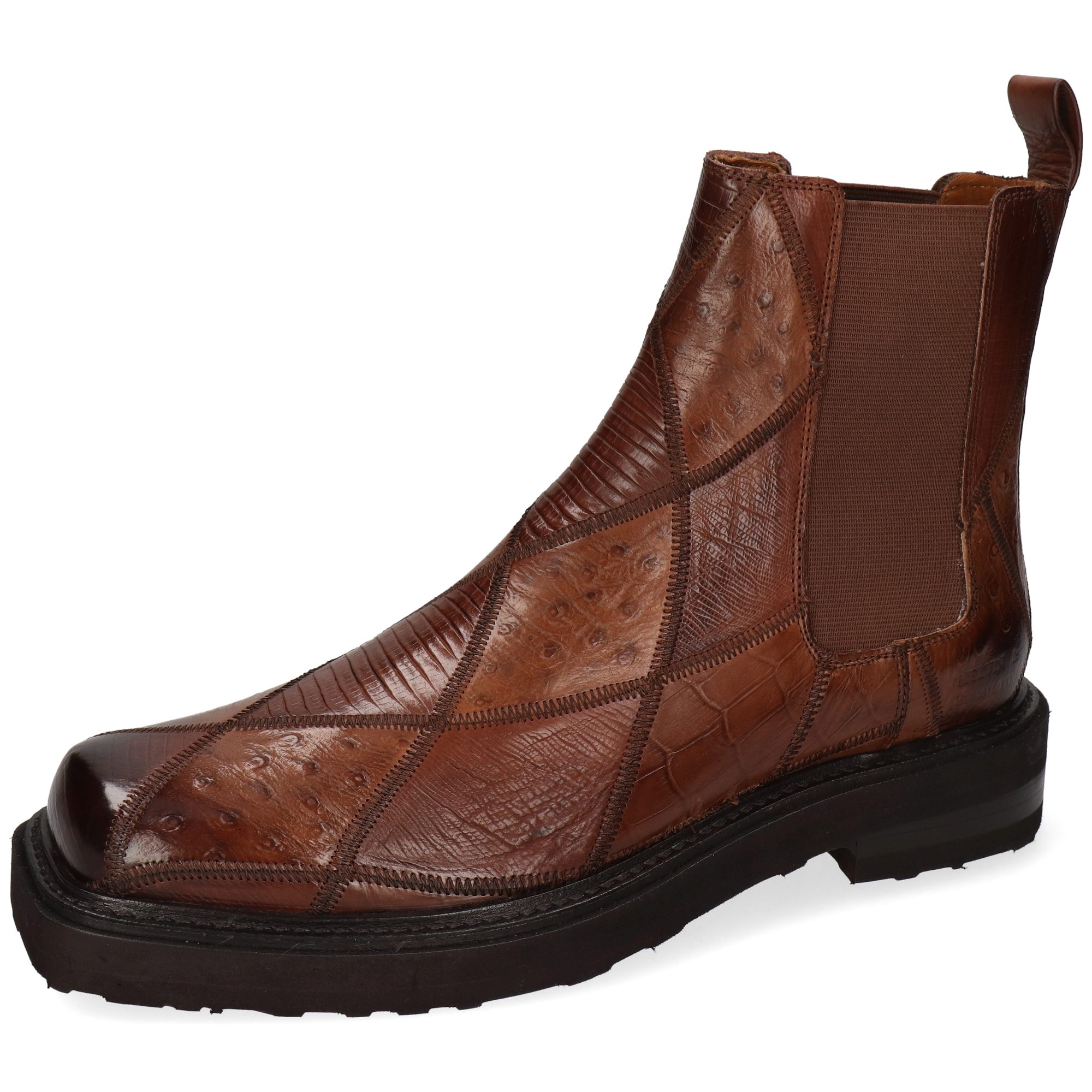 Melvin & Hamilton Basil 3 Leder-Chelsea Boots für Herren Stiefelette Block-Absatz, Echtes Leder, Vegetabile Gerbung