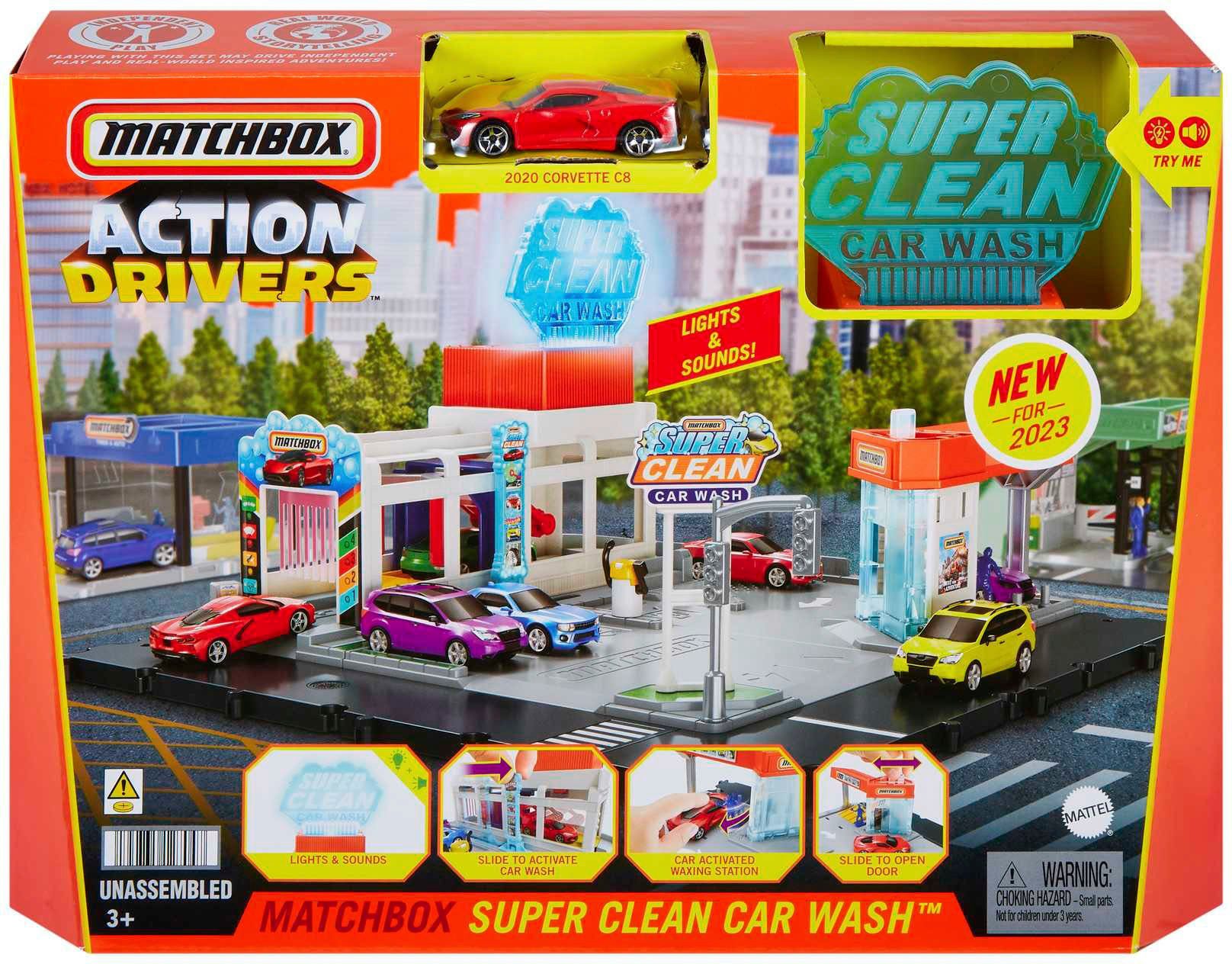 Clean Matchbox-Auto Super Spielwelt Matchbox, Sound; mit Autowaschanlage, MATCHBOX inklusive 1 Licht und