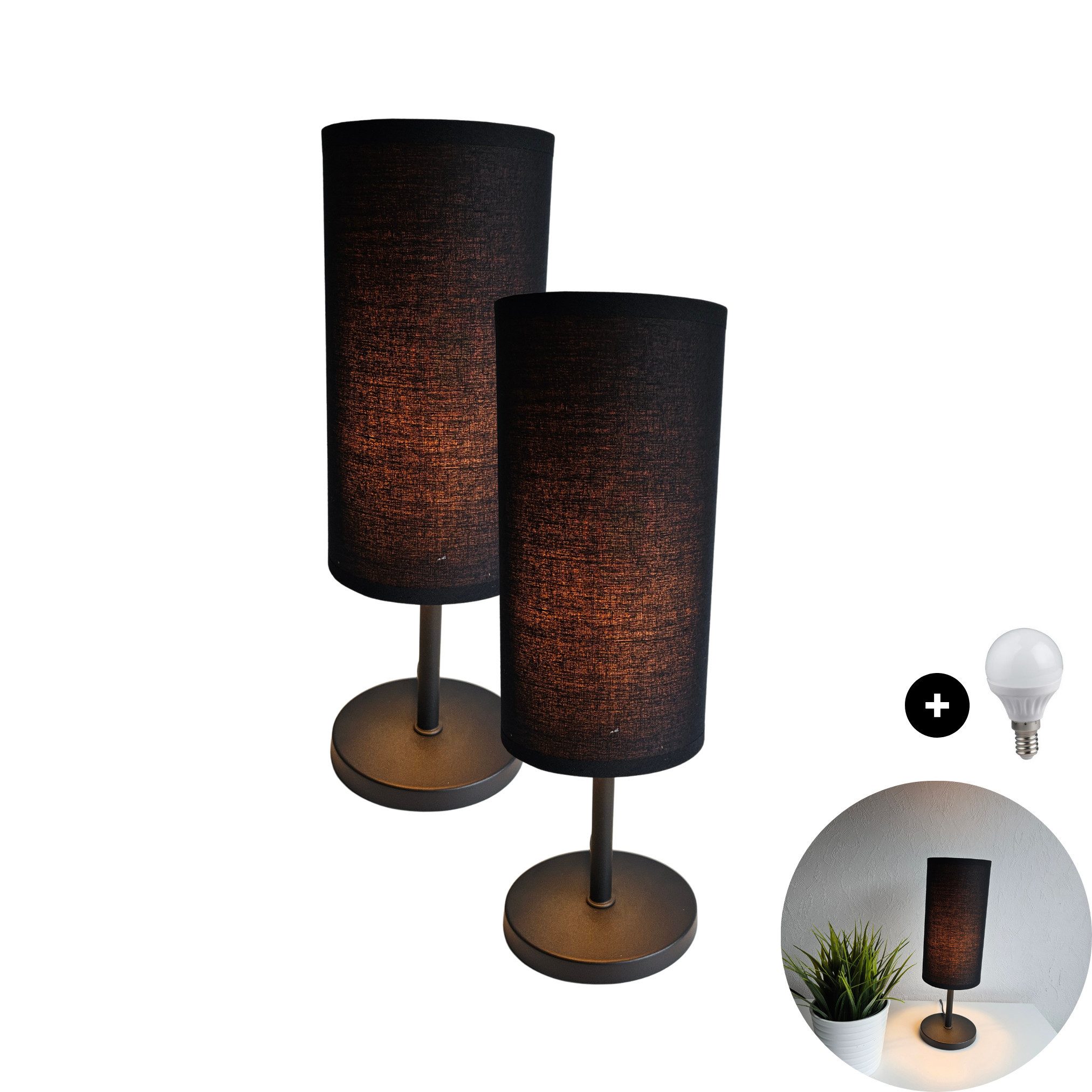 Lichthandel Hoch LED Tischleuchte Nachttischlampe 2er günstig online kaufen