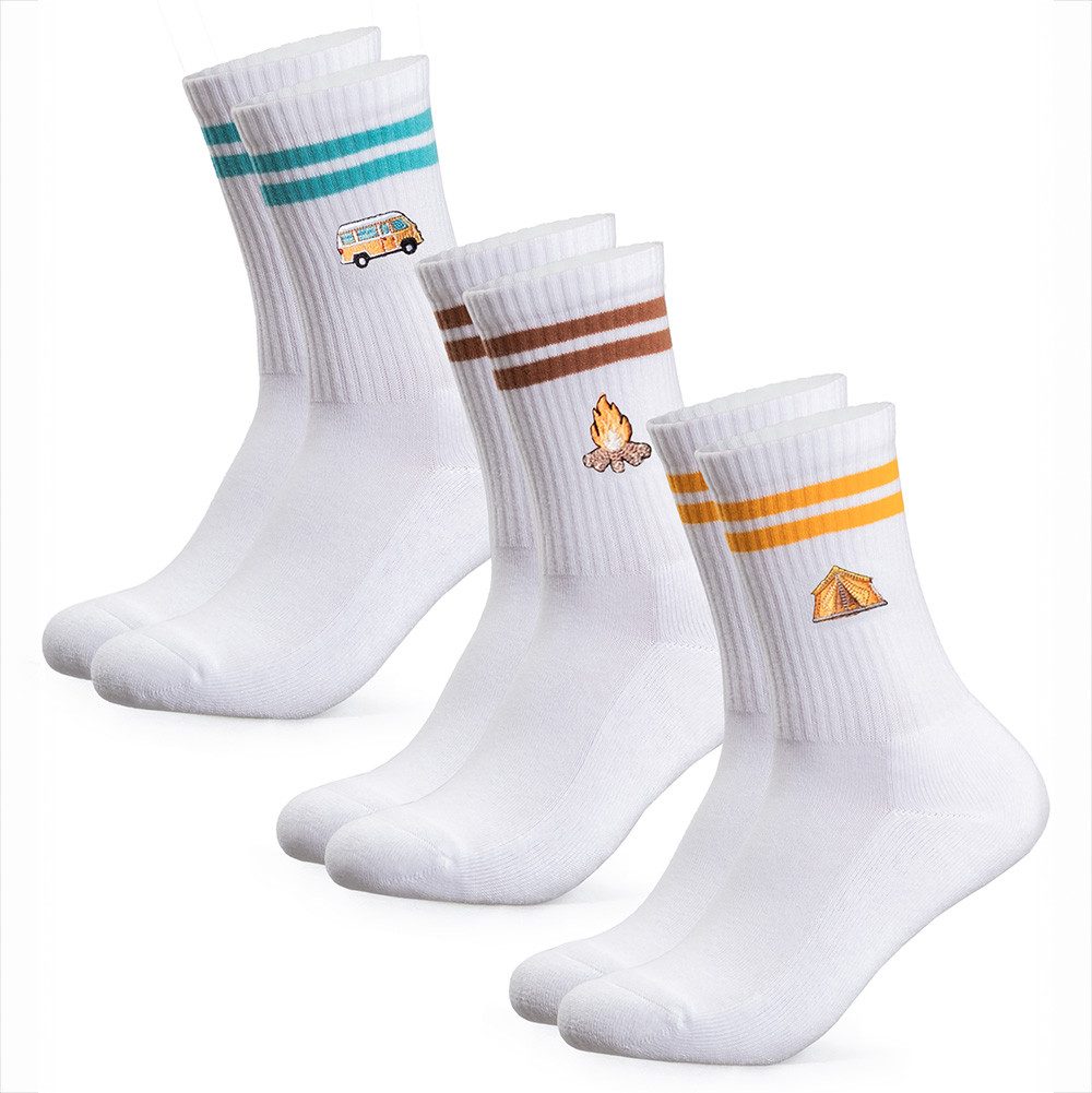 OCCULTO Tennissocken Damen & Herren Motiv Tennissocken 3er Pack (Modell: Rio) (3-Paar)