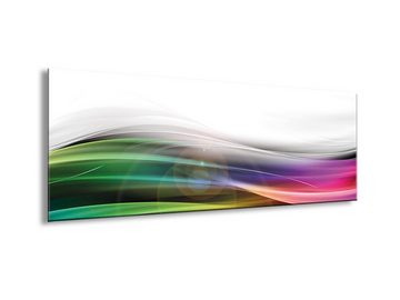 artissimo Glasbild Glasbild 80x30cm Biold aus Glas abstrakt bunt Welle farbenfroh, Modern-Art: bunte Welle