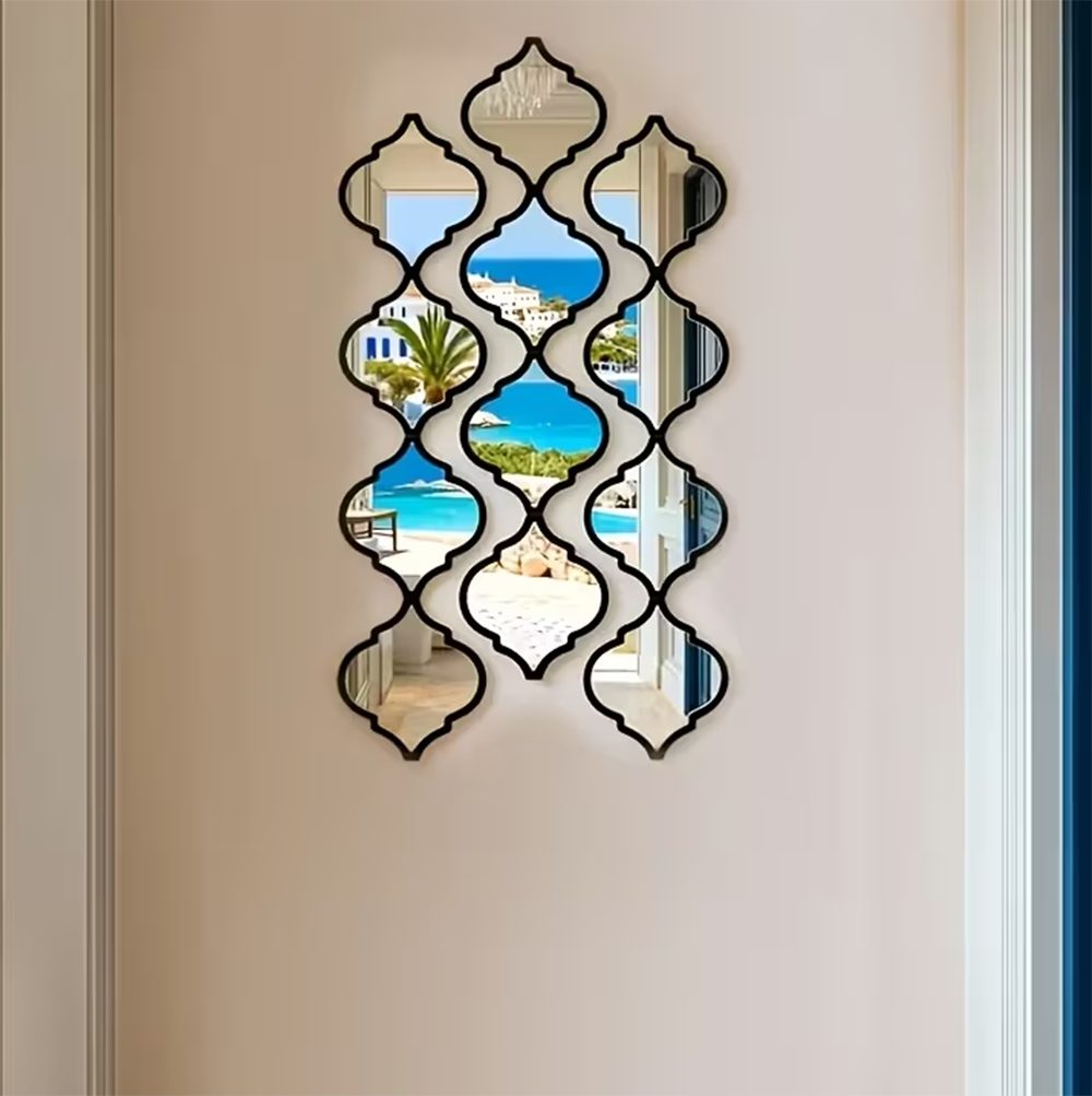 Agger 3D-Wandtattoo Spiegelaufkleber,Acrylspiegel-Set, Wandtattoo Selbstklebend Spiegel (10 St), Wand Dekoration horizontal und vertikal hängbar, Wohnzimmer