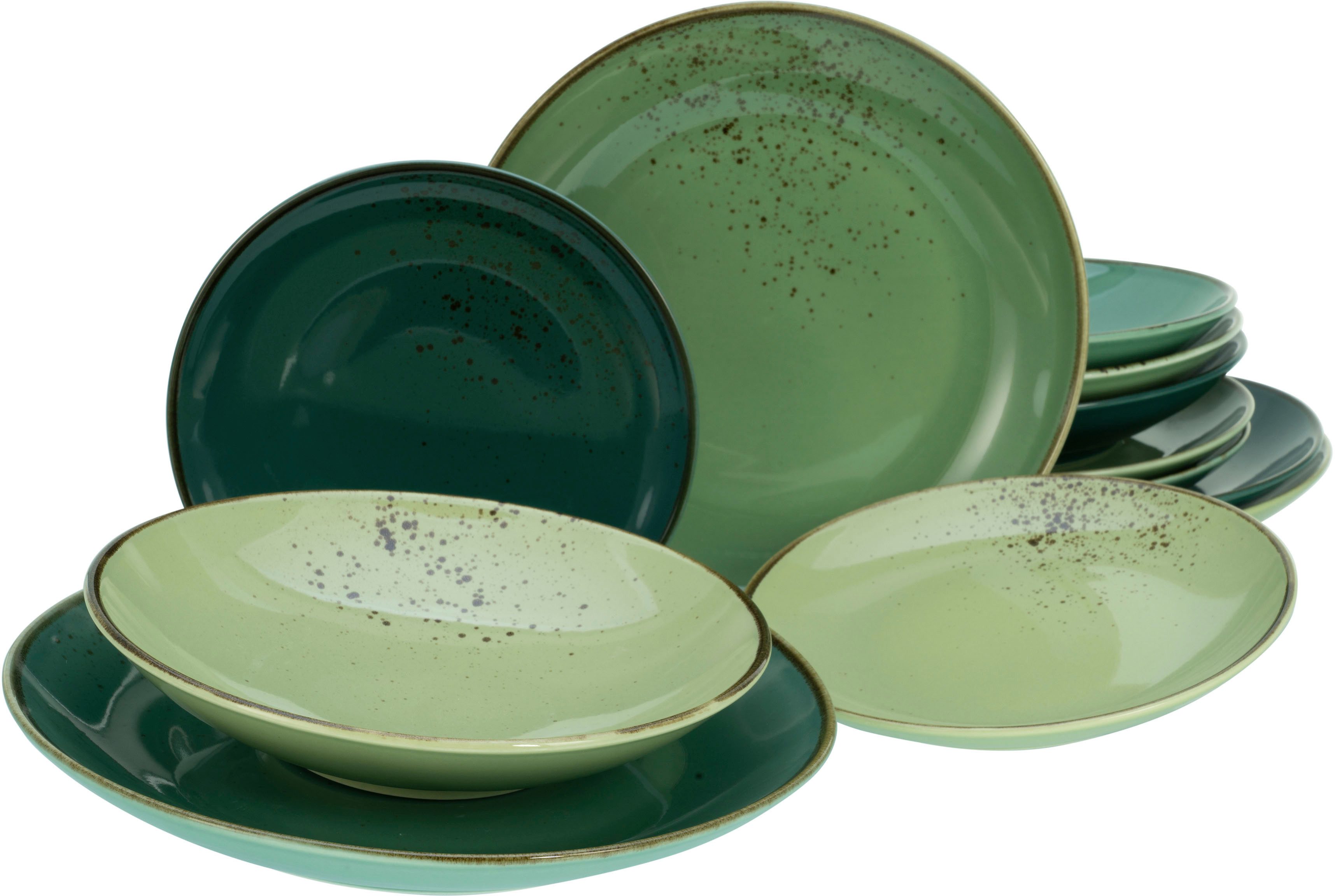 CreaTable Столовый сервиз Geschirr-Set NATURE COLLECTION (12-tlg), 4 Personen, Steinzeug, Service, handwerklicher Look, 12 Teile, für 4 Personen
