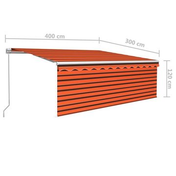 furnicato Markise Manuell Einziehbar mit Rollo 4x3 m Orange & Braun