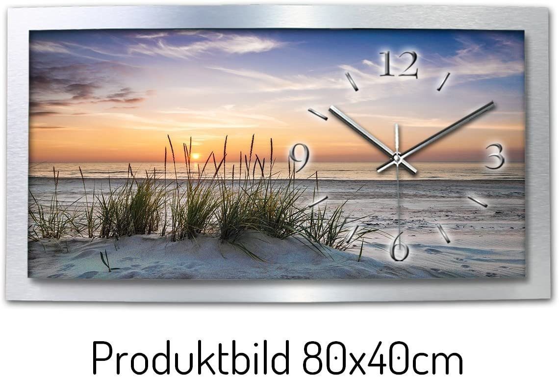 Kreative Feder Wanduhr „Sandstrand“ 3D Designer Wanduhr aus Alu, leise (ohne Ticken; Quarz oder Funkuhrwerk; verschiedene Größen)