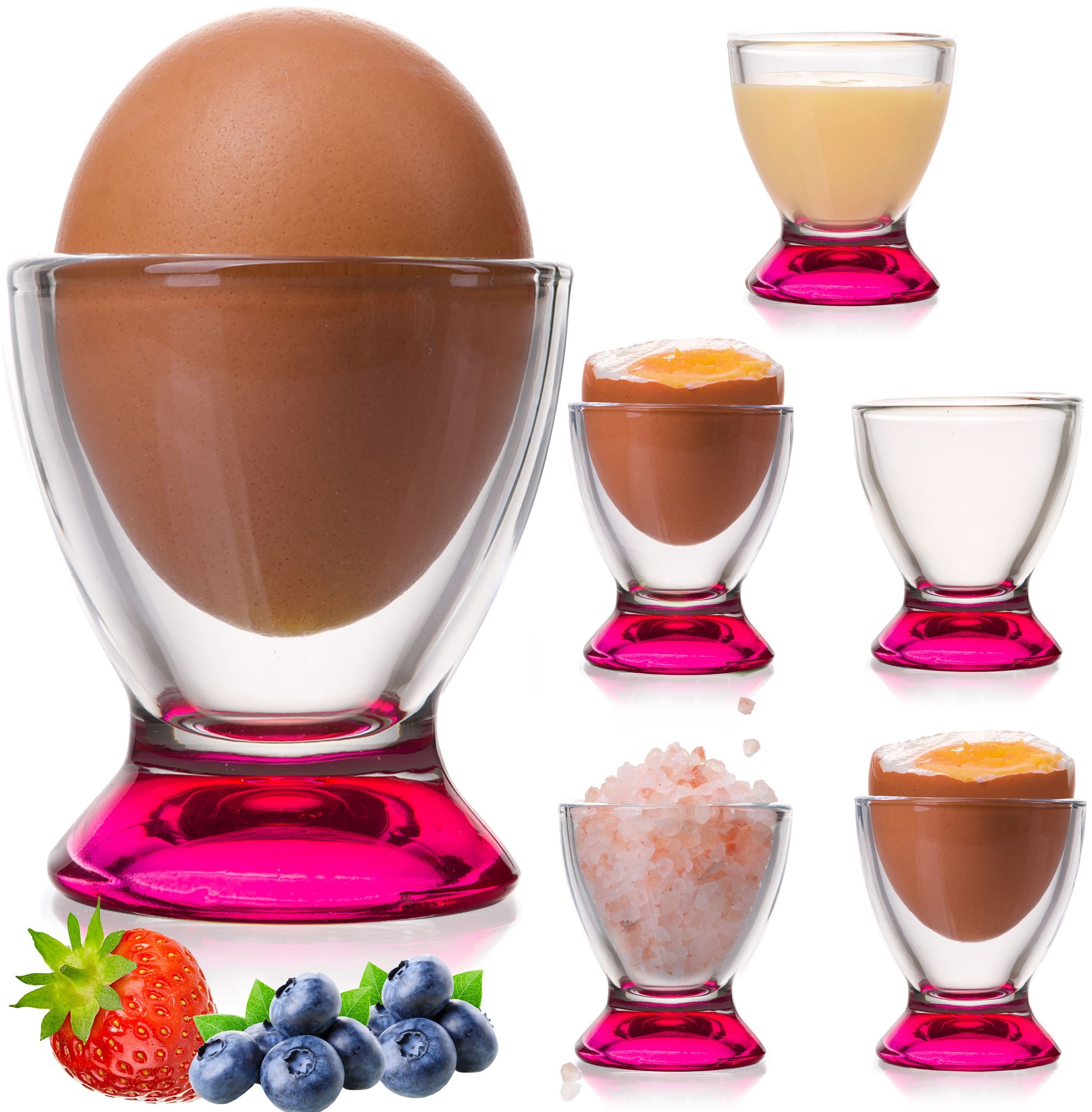 PLATINUX Eierbecher Rosa Eierbecher, (6 Stück), Eierständer Eierhalter Frühstück Egg-Cup Brunch Geschirrset