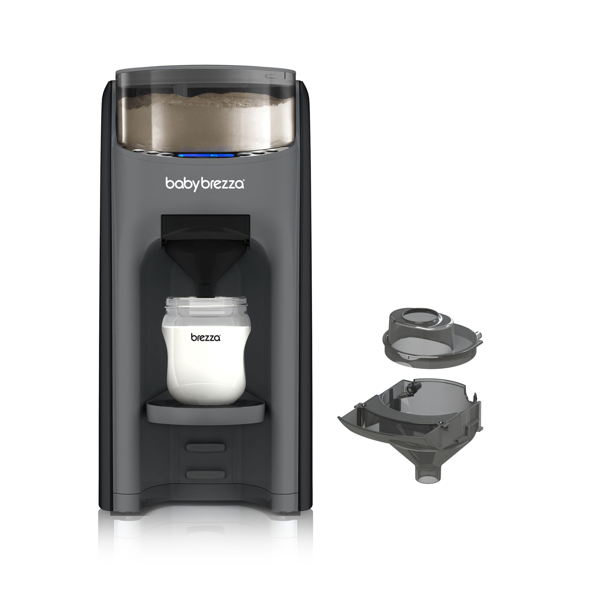 Baby Brezza Babyflaschenwärmer Automatischer Flaschenzubereiter mit 2 Milchpulvertrichtern, mischt Wasser und Milchpulver klumpenfrei per Knopfdruck