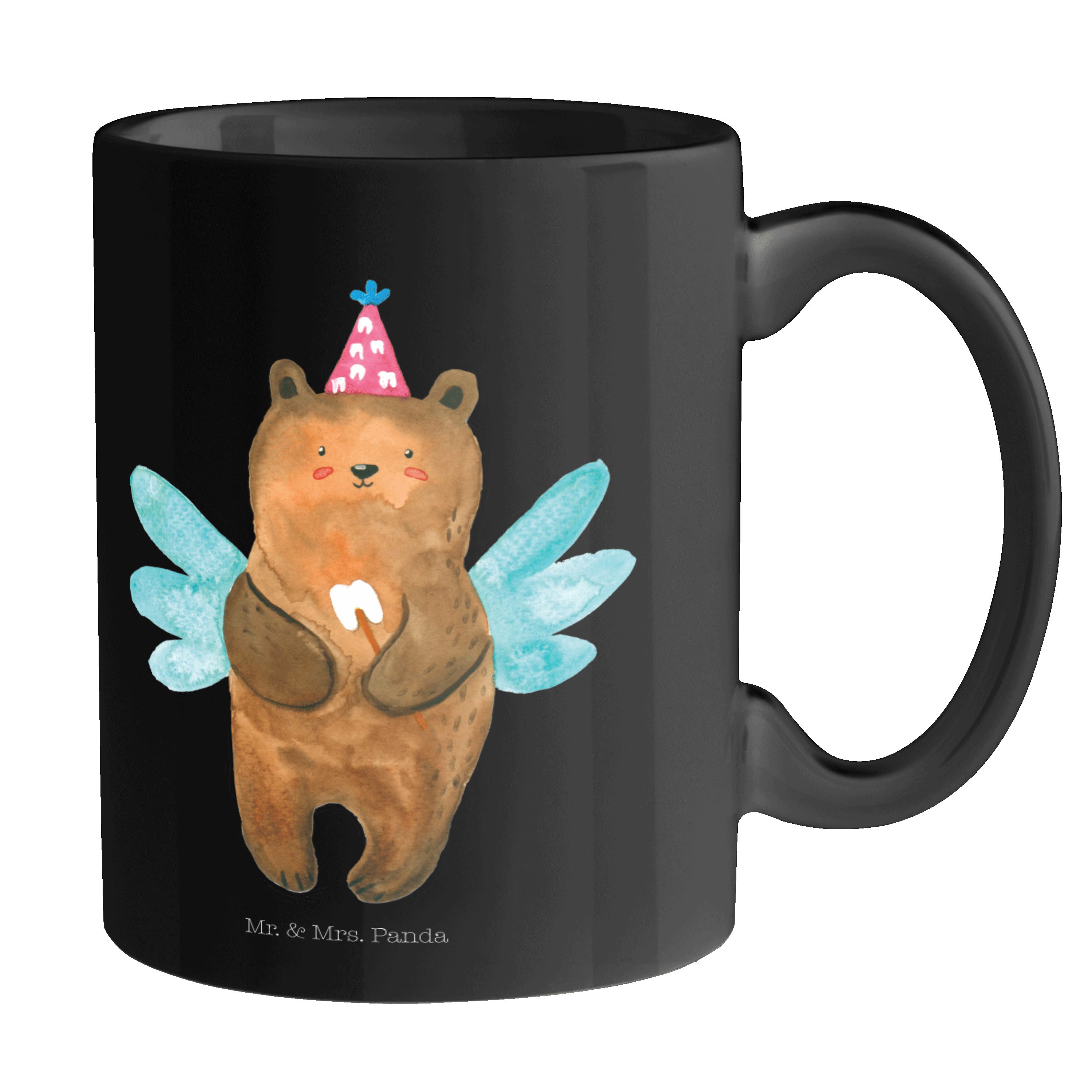 Mr. & Mrs. Panda - - Zahnfee Tasse Keramik Kaffeetasse, Teddy, Schwarz Milch, Schwarz Teddybär, Bär Geschenk