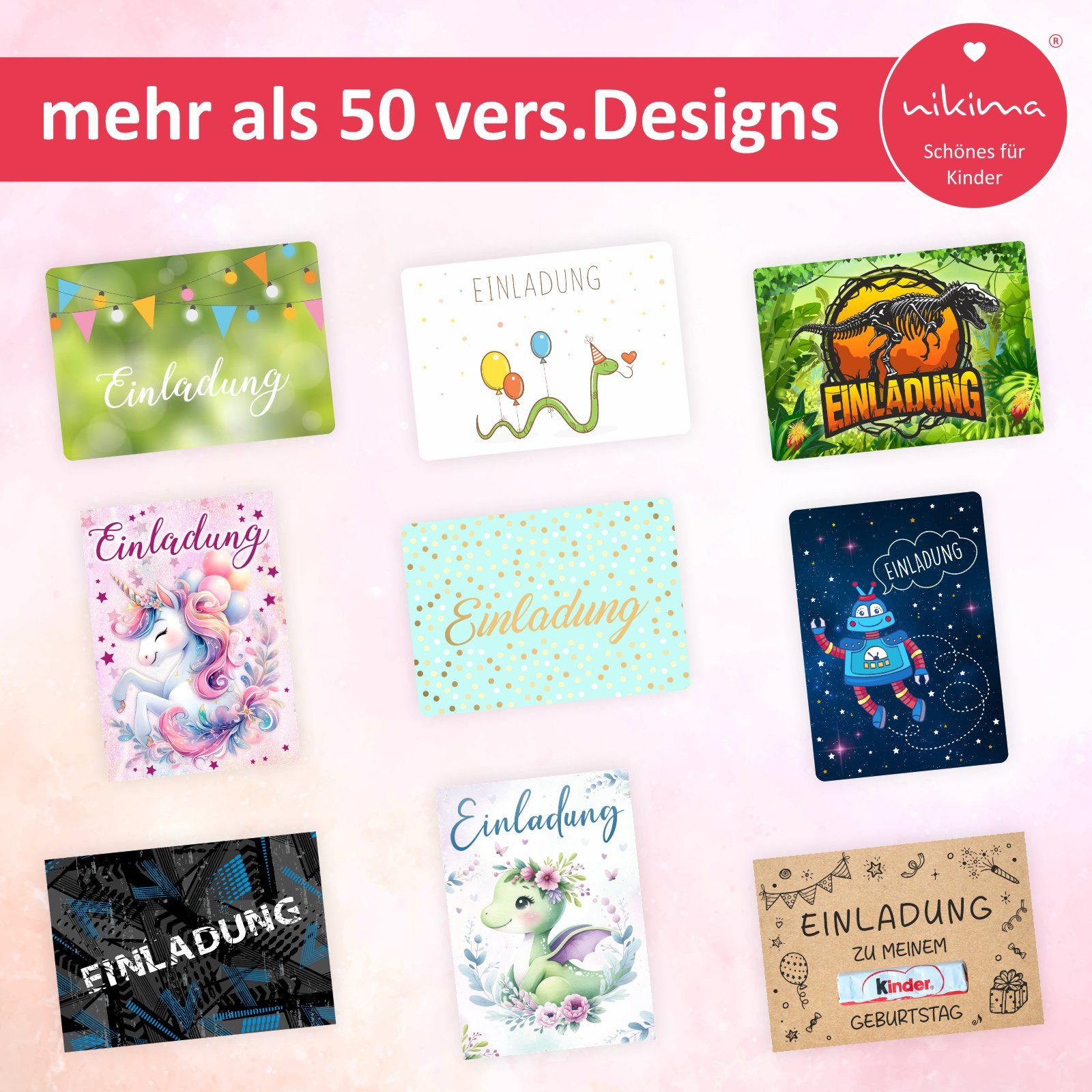 nikima Einladungskarten 10 Einladungskarten Regenbogen inkl. Umschlag