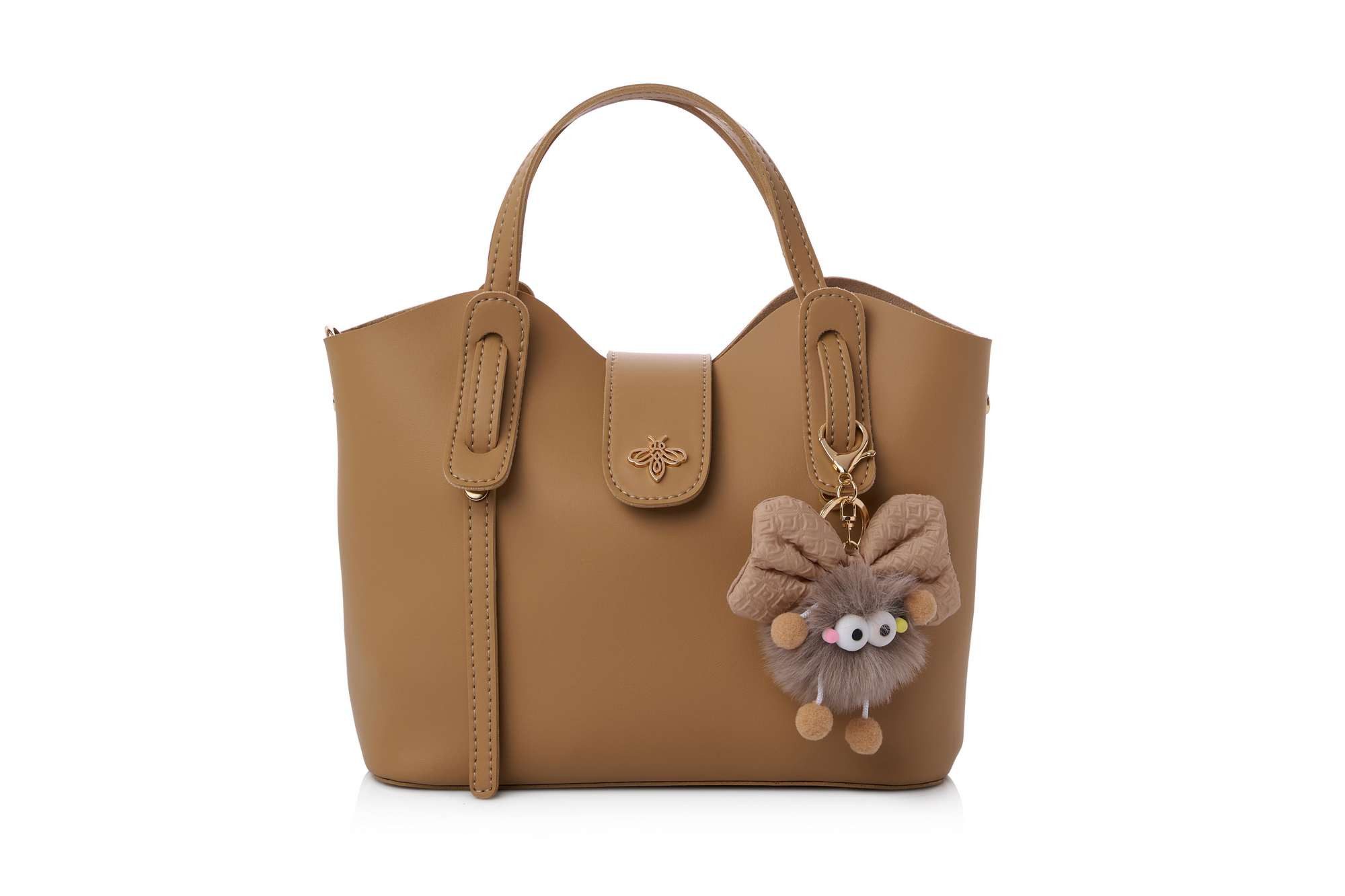 lucky bees Schultertasche 1274 - Tan 100% Polyvinyl-Leder (Packung, 1-tlg., 13/22/28), Polyvinyl-Leder