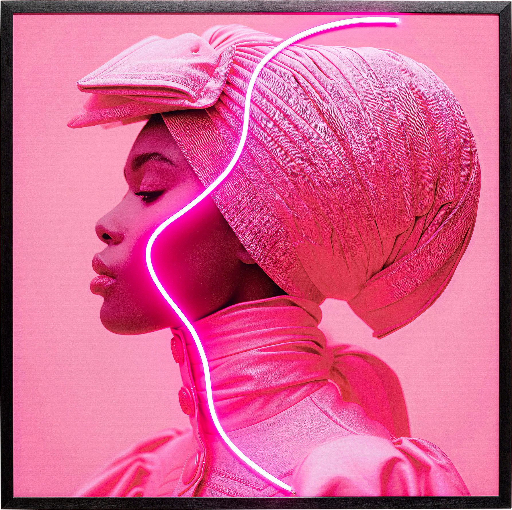 Kare Design LED-Bild Gerahmtes Bild Pink Woman 80x80cm