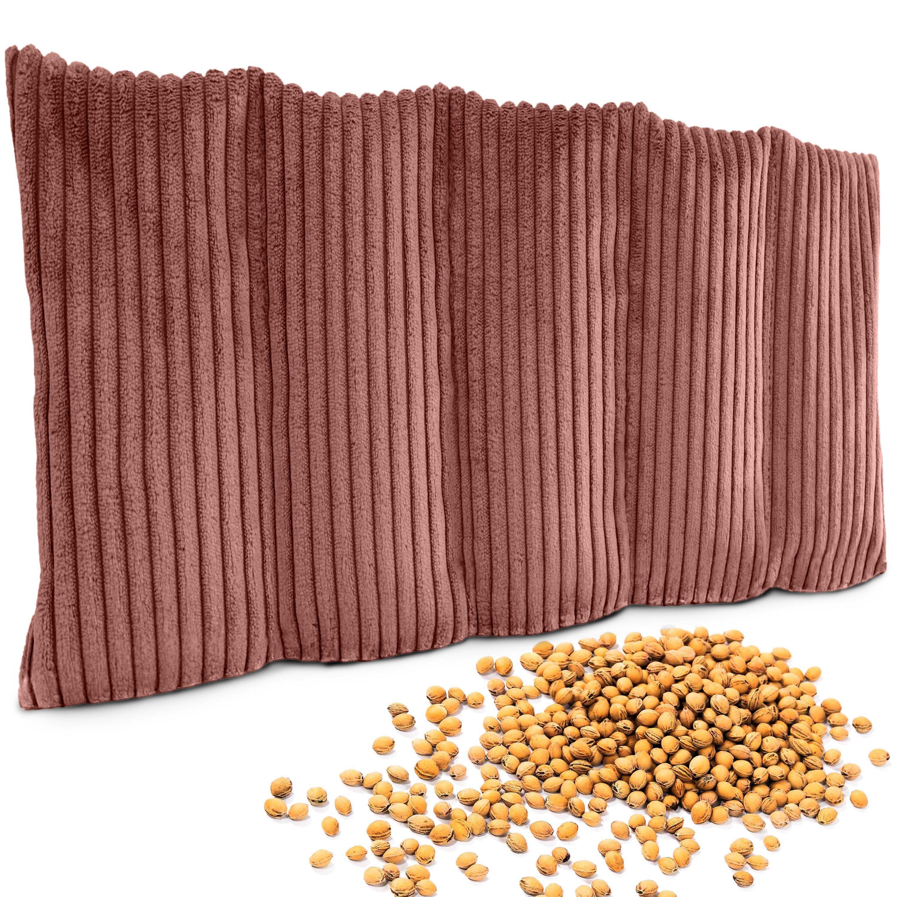 Amilian Kirschkernkissen 55x20 cm Körnerkissen 100% Kirschkerne - Nacken Schulter Mikrowelle, Wärme- und Kältekissen, für Nacken, Schulter, Rücken und Bauch