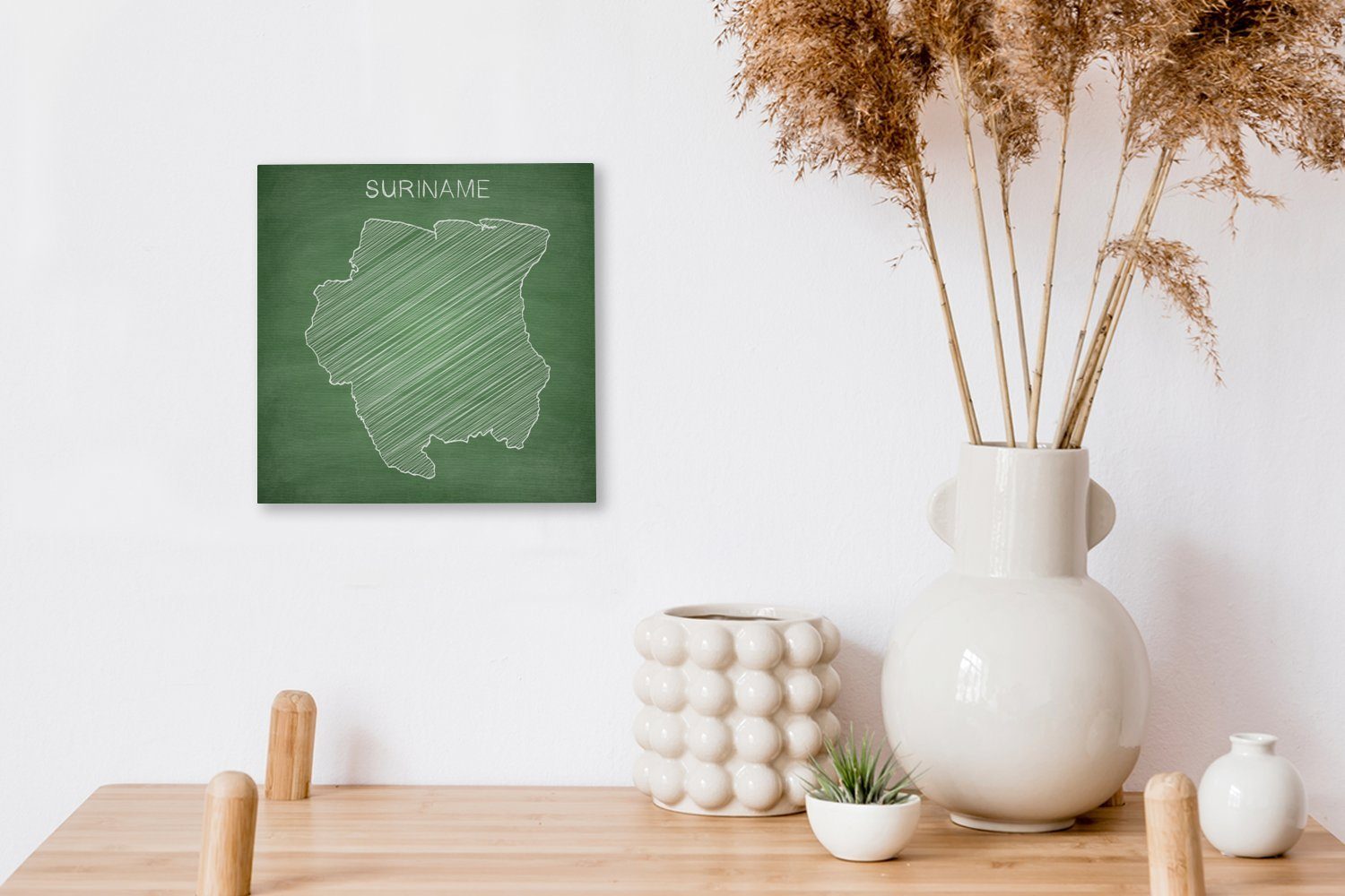 OneMillionCanvasses® Leinwandbild Illustration einer Karte Wandtafel, grünen Wohnzimmer Bilder auf St), Schlafzimmer Leinwand für Suriname einer (1 von