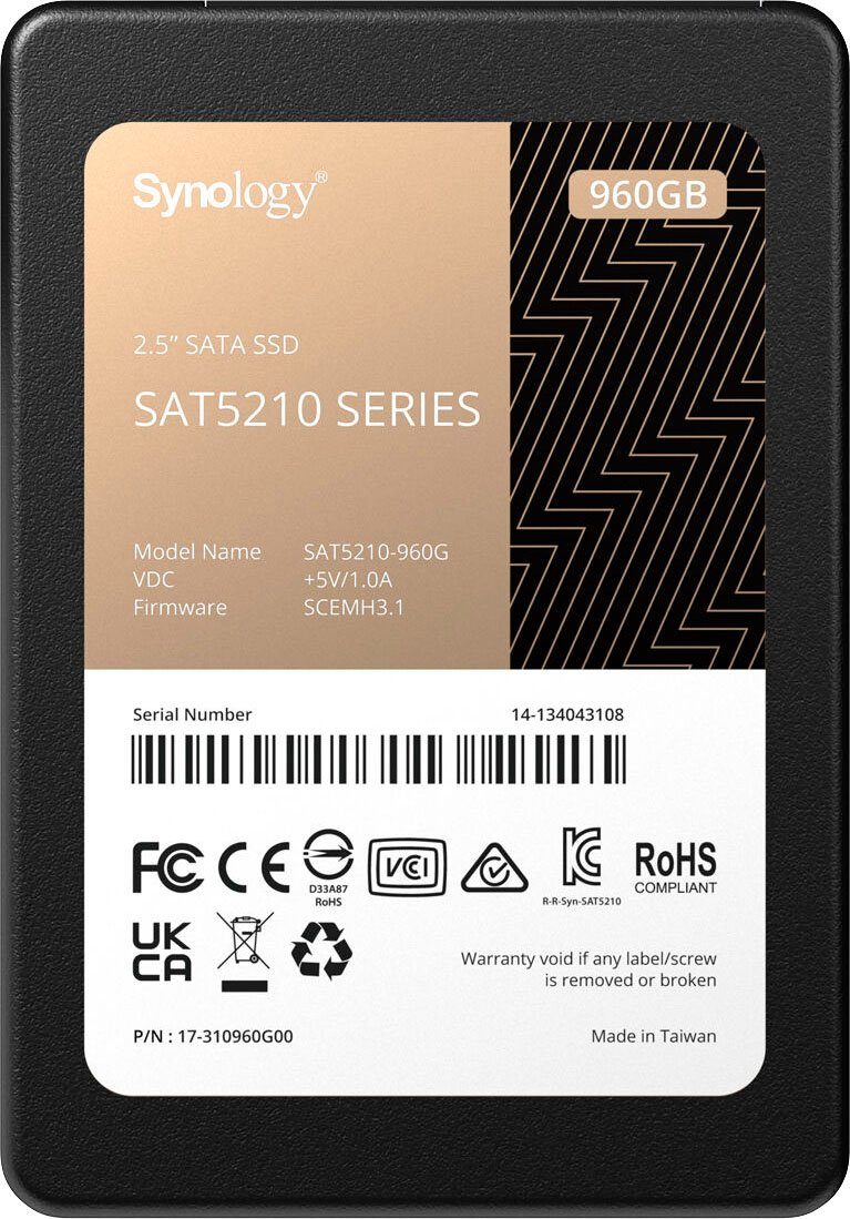 Synology SAT5210 960GB interne SSD (960 GB) 2,5" 530 MB/S Lesegeschwindigkeit, 500 MB/S Schreibgeschwindigkeit
