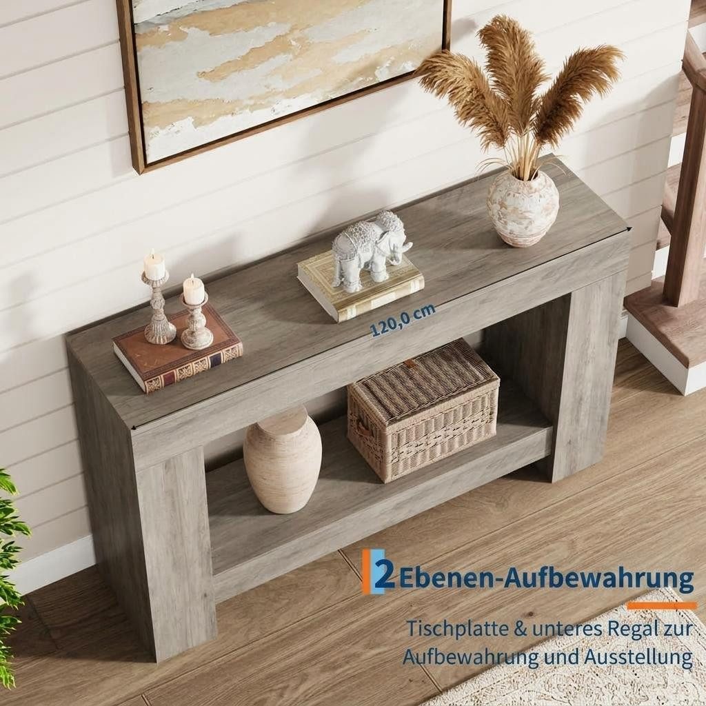 GarveeMore Konsolentisch 120/160cm Flurtisch Sofatisch Eingangstisch Beistelltisch