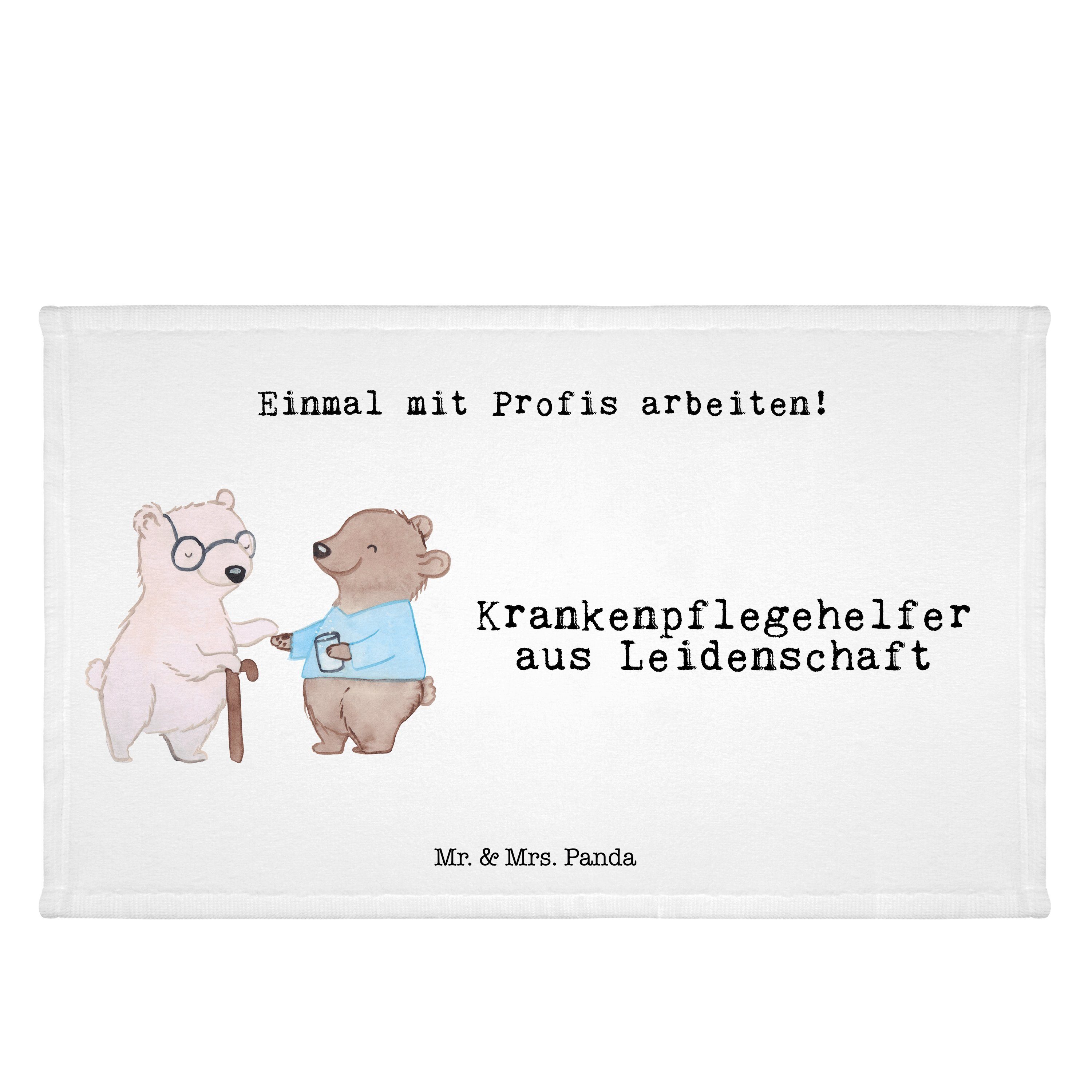 Mr. & Mrs. Panda Handtuch Krankenpflegehelfer aus Leidenschaft - Weiß - Geschenk, Ausbildung, F, (1-St)