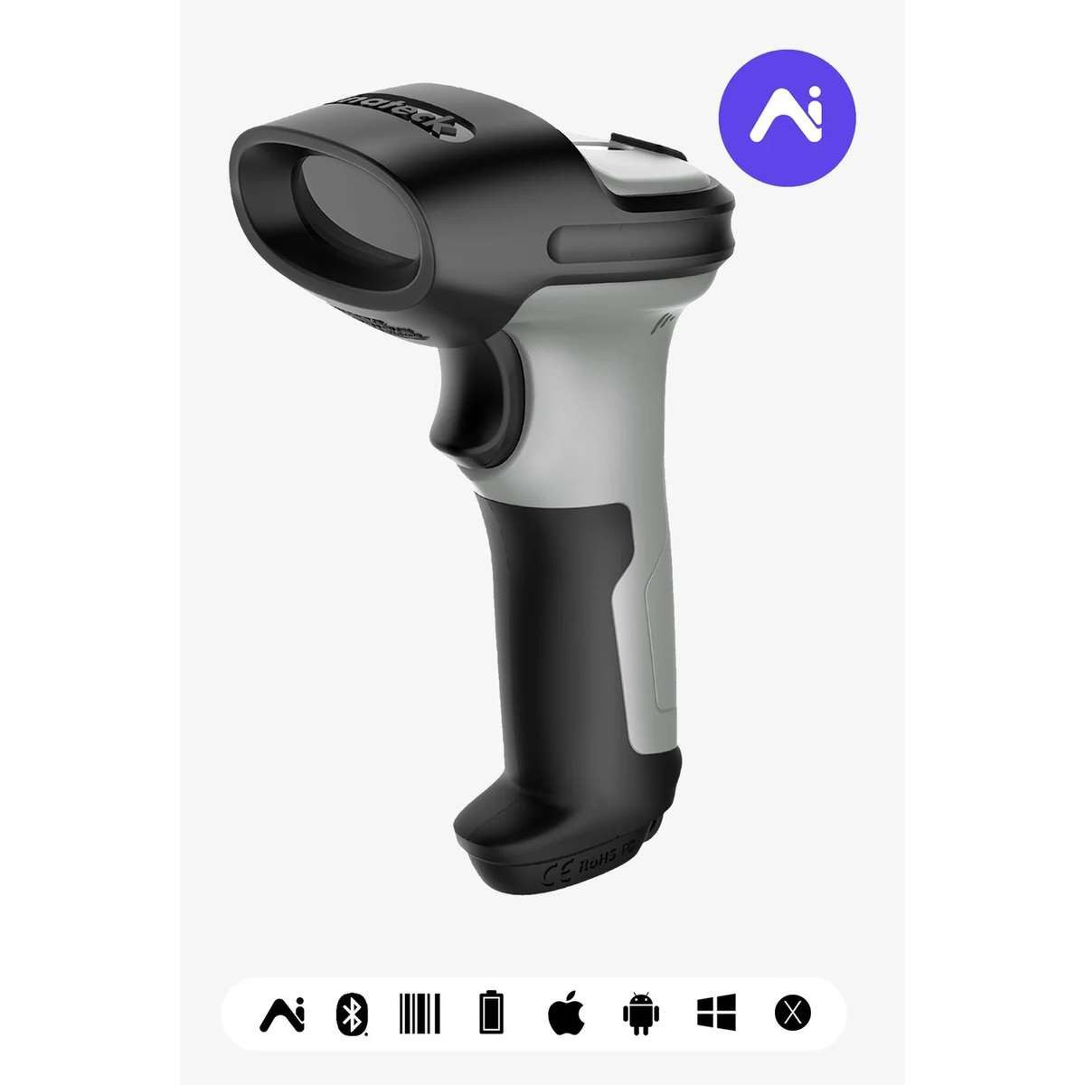 Inateck Inateck BCST-70-AI Tragbares Barcodelesegerät 1D Laser Schwarz, Grau Handscanner