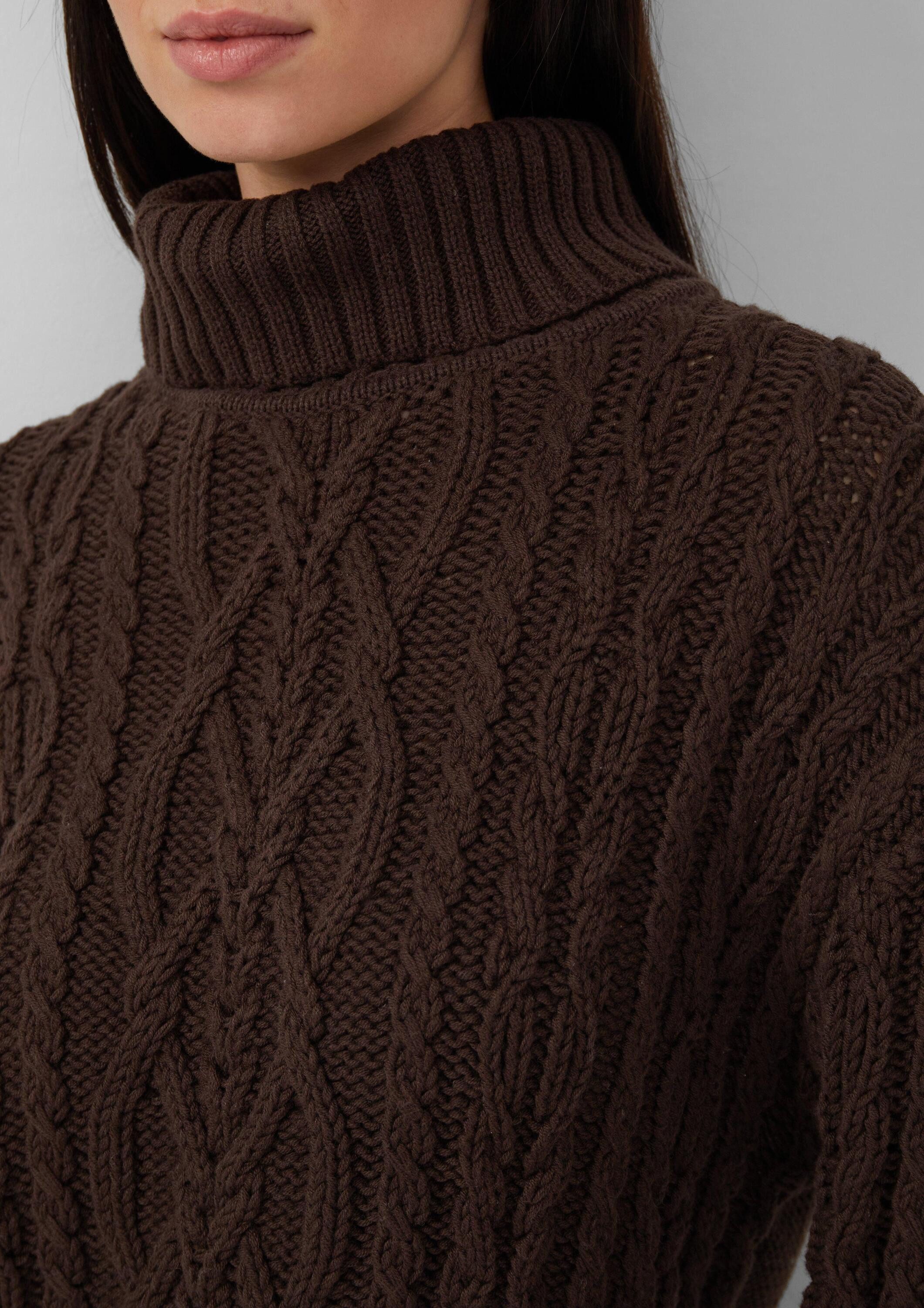 s.Oliver Longpullover Strickpullover Strickpullover mit Rollkragen und Zopfmuster