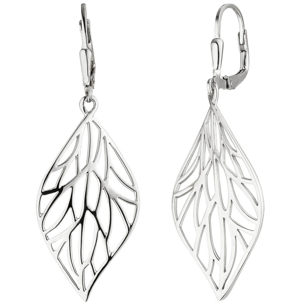 Ohrhänger Blatt Silber 925 925 Ohrschmuck Ohrhänger Boutons Silber, Schmuck Ohrringe Silhouette aus Krone Paar