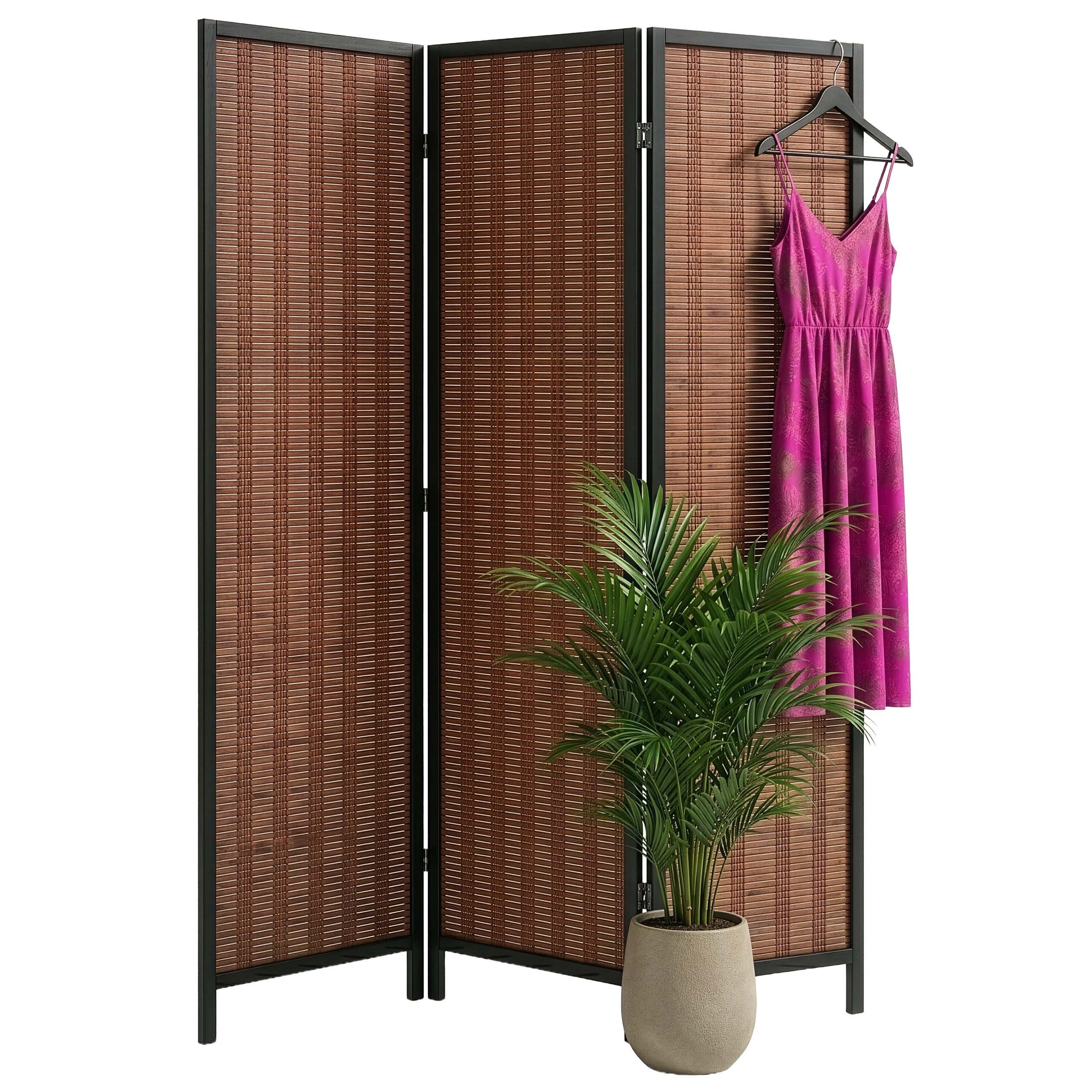 relaxdays Paravent Bambus Paravent (3 St), braun, 3-teilig