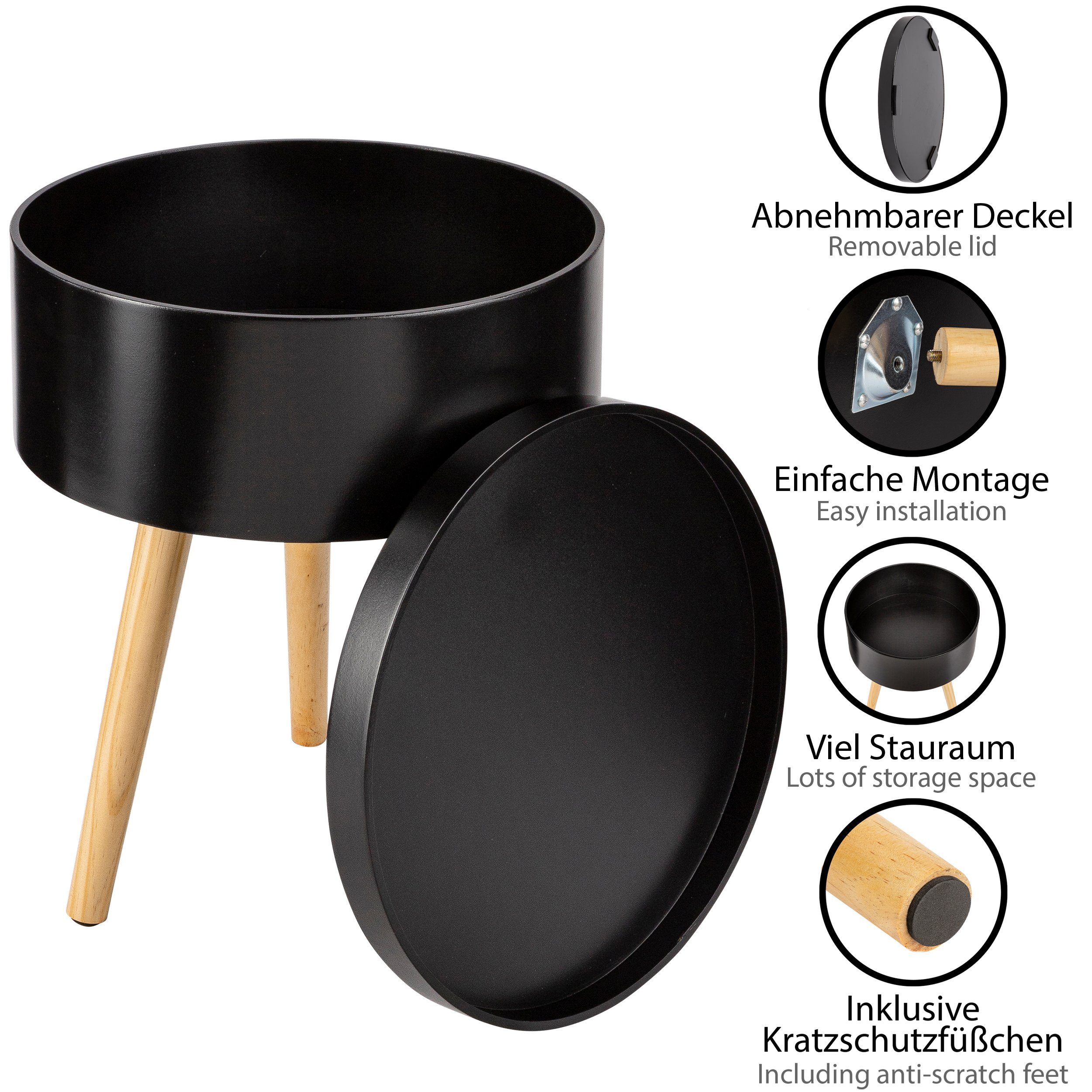 Schwarz/Holz Ø 35 cm