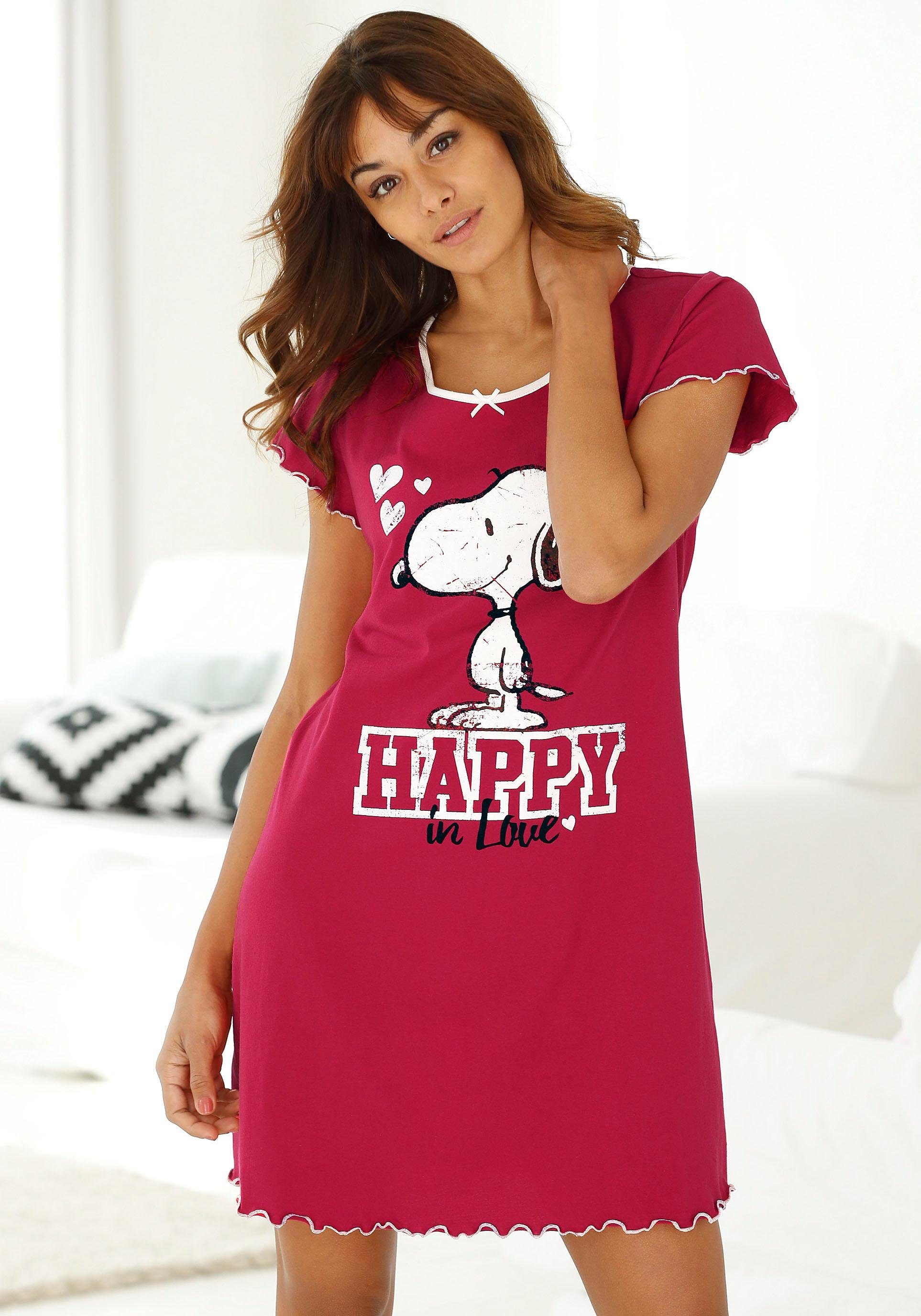 Nachthemd und PEANUTS Snoopy Print mit Kräuselsäumen