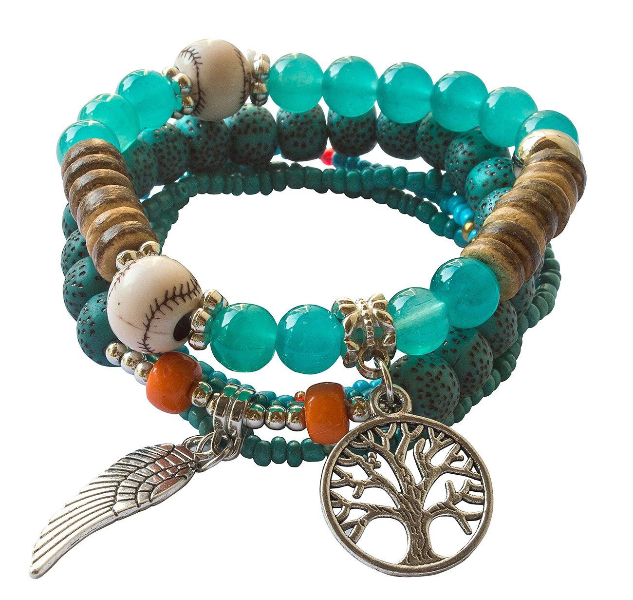 Saraswati Armband Armband "Baum des Lebens" türkis, Glas- und Resinperlen, Ø6cm flexibel