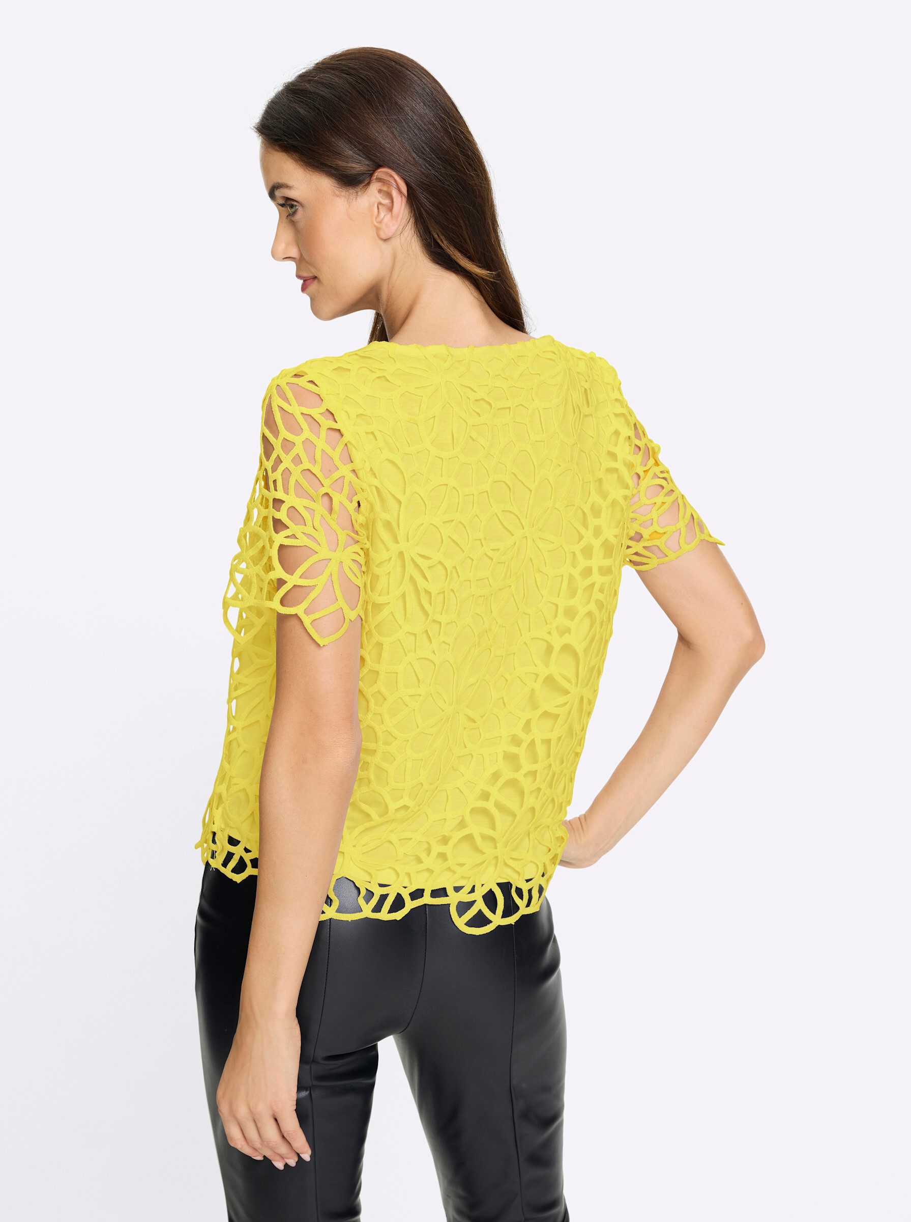 heine Klassische Bluse Spitzen-Bluse Kurzarm