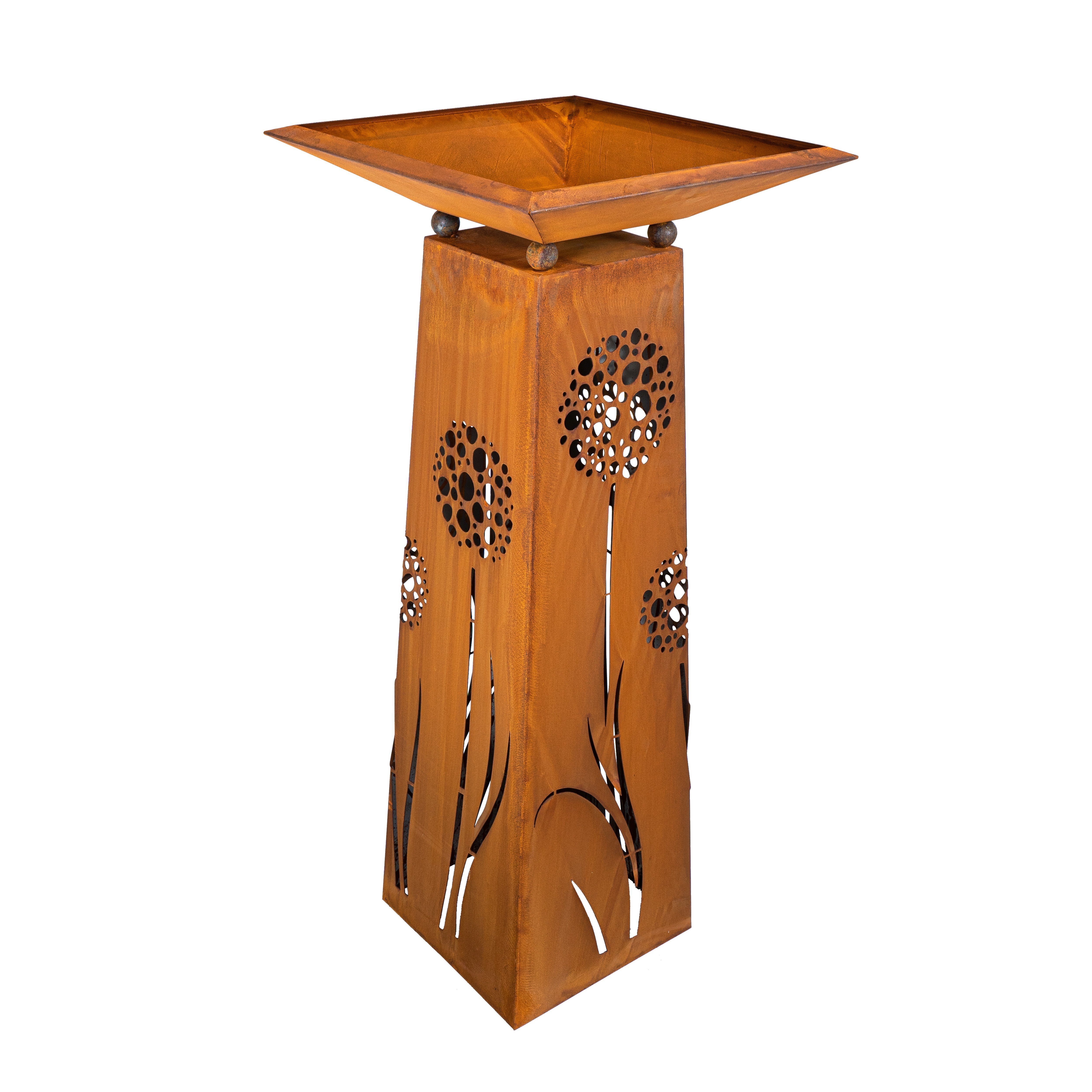 Rostikal Blumenständer Gartendeko Blumensäule Edelrost – Metall, standfest & outdoor, Mit Bodenplatte – kombinierbar mit Pflanzschalen, ganzjährig nutzbar