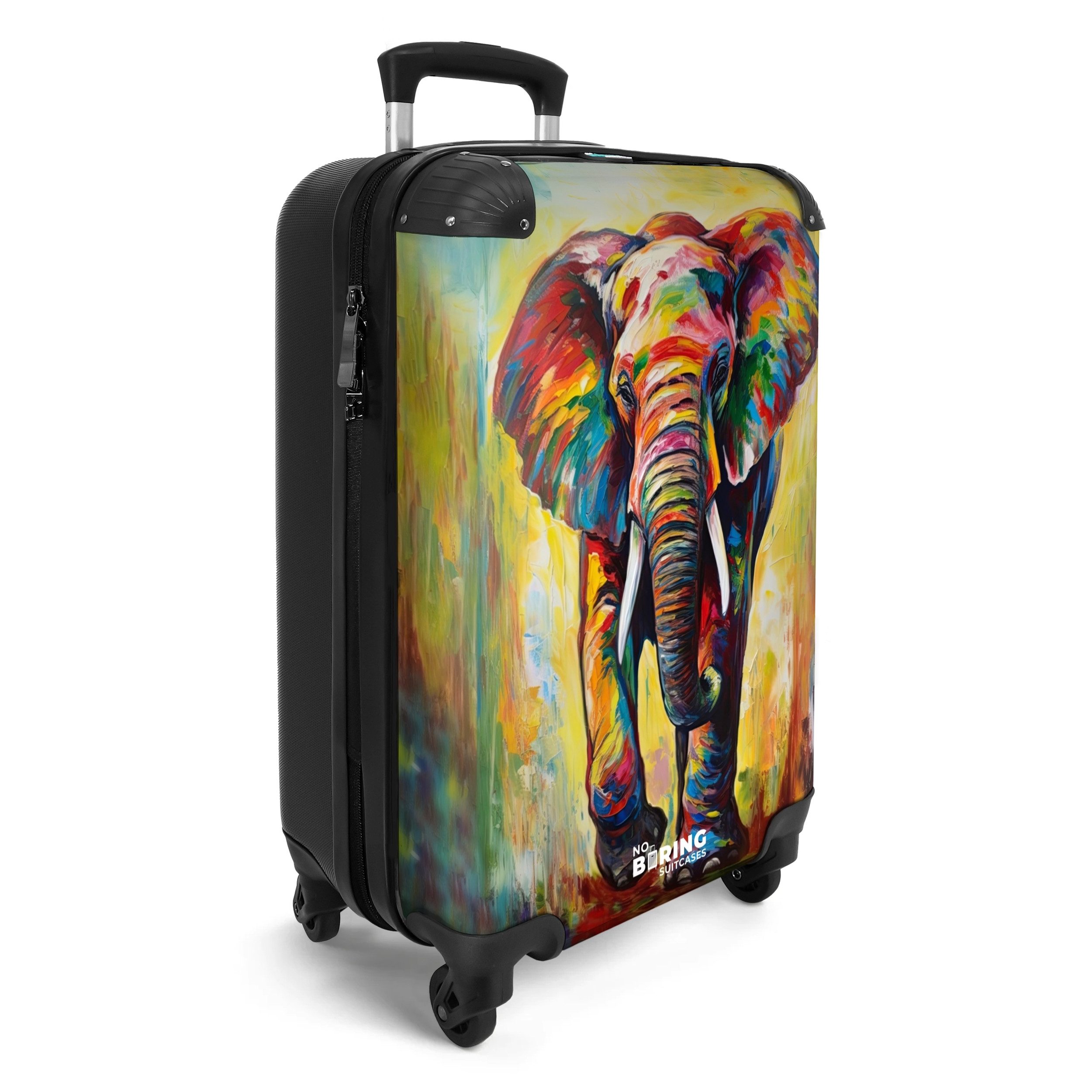 NoBoringSuitcases.com© Hartschalen-Trolley Porträt eines Elefanten als Ölgemälde Kunstwerk 55x35x20cm, 4 Rollen, Reisetasche mit Rollen, Koffer Handgepäck Flugzeug