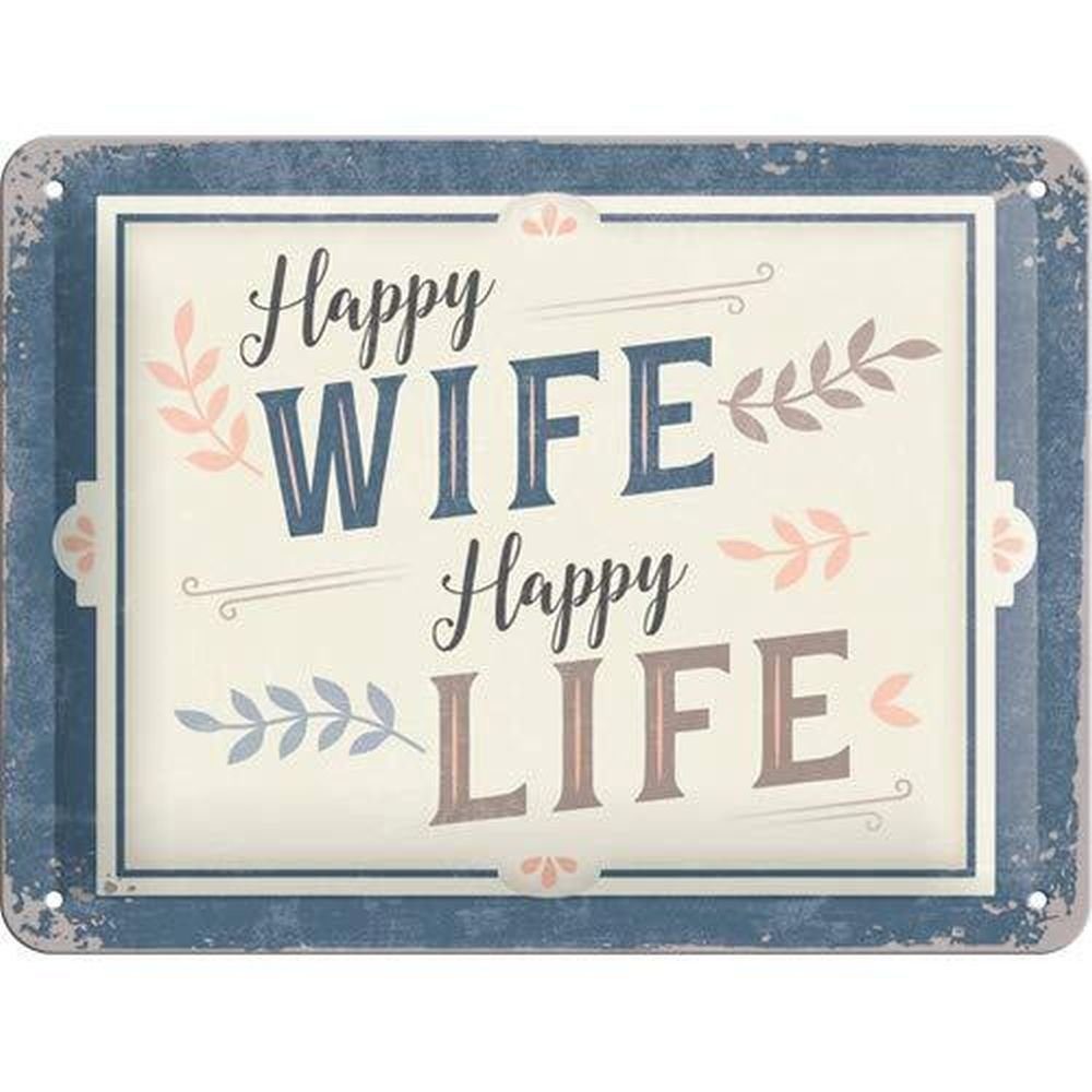 Nostalgic-Art Metallschild Blechschild 15x20 cm - Word Up - Happy Wife Happ günstig online kaufen