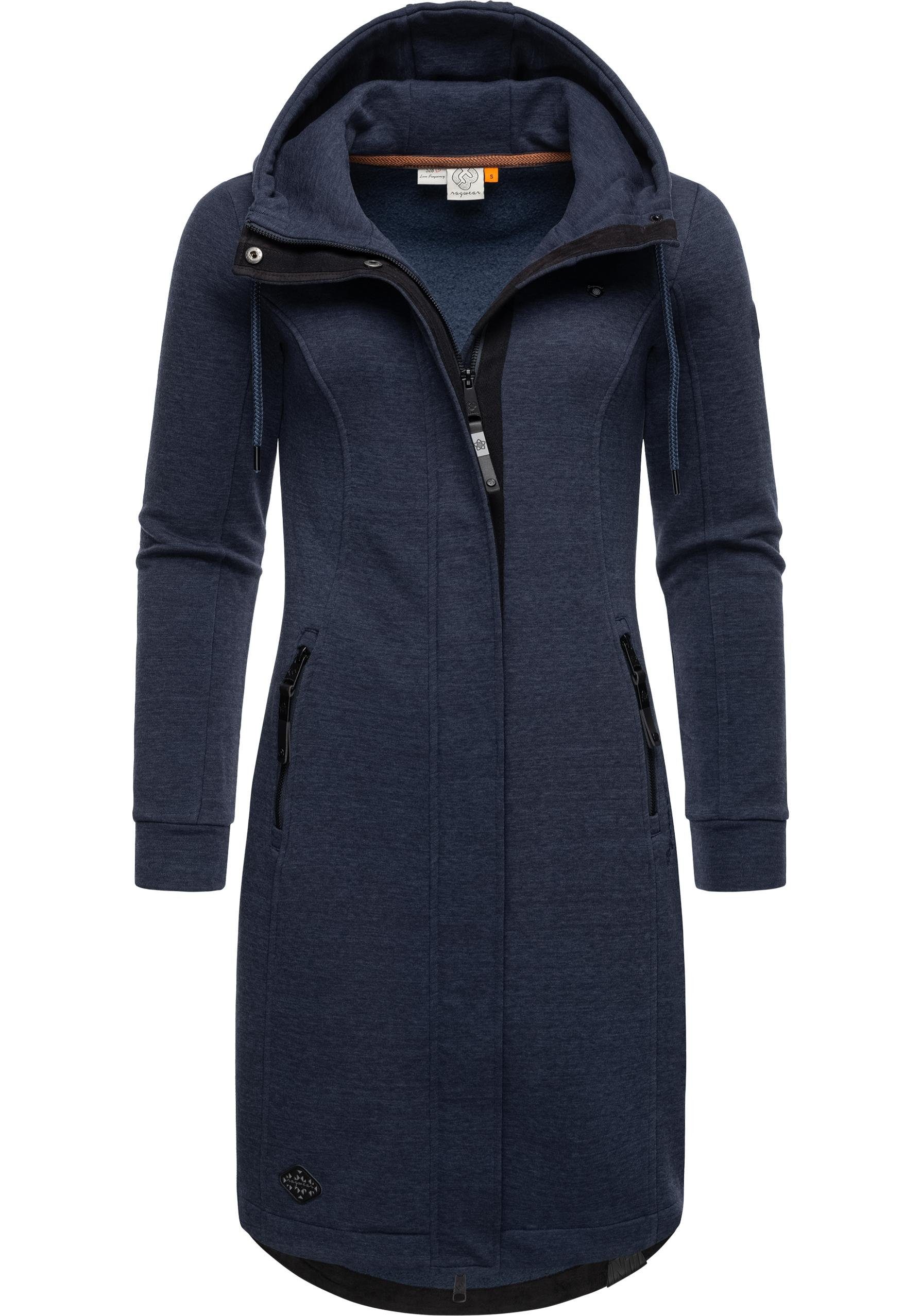 Ragwear Kurzmantel Letti Long Übergangsjacke aus Fleece mit Kapuze