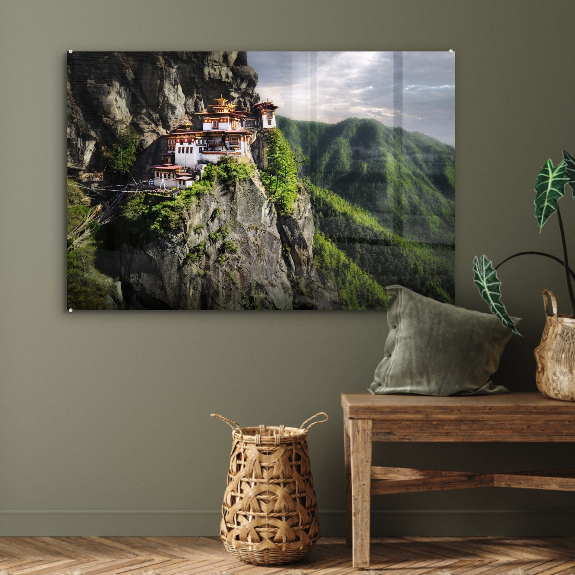 Acrylglasbild in Buddhistischer MuchoWow (1 Acrylglasbilder Bhutan, Schlafzimmer Tempel & Wohnzimmer St),
