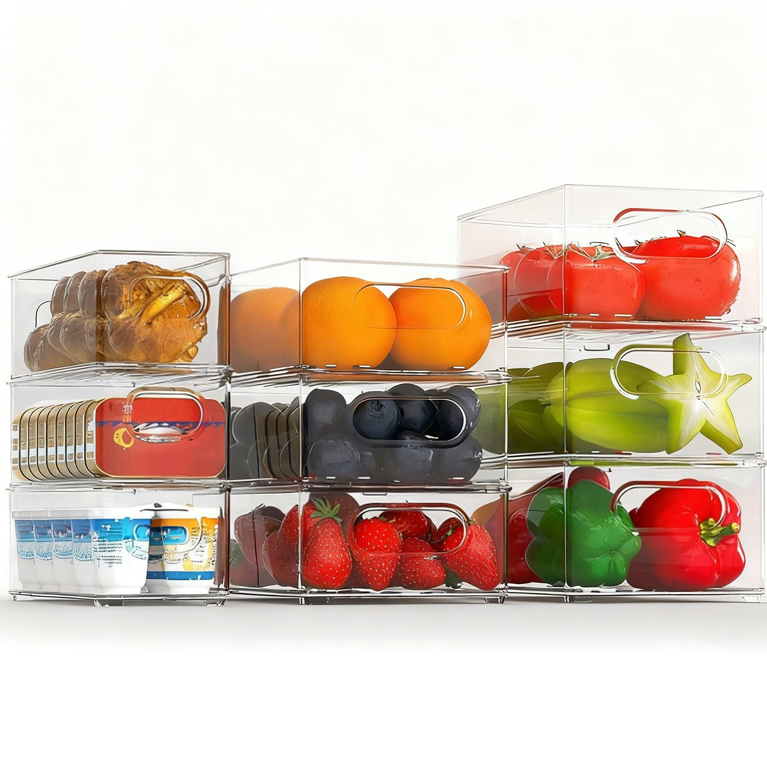 Refined Living Aufbewahrungsbox Kühlschrank Organizer Set Stapelbar - 9er S günstig online kaufen