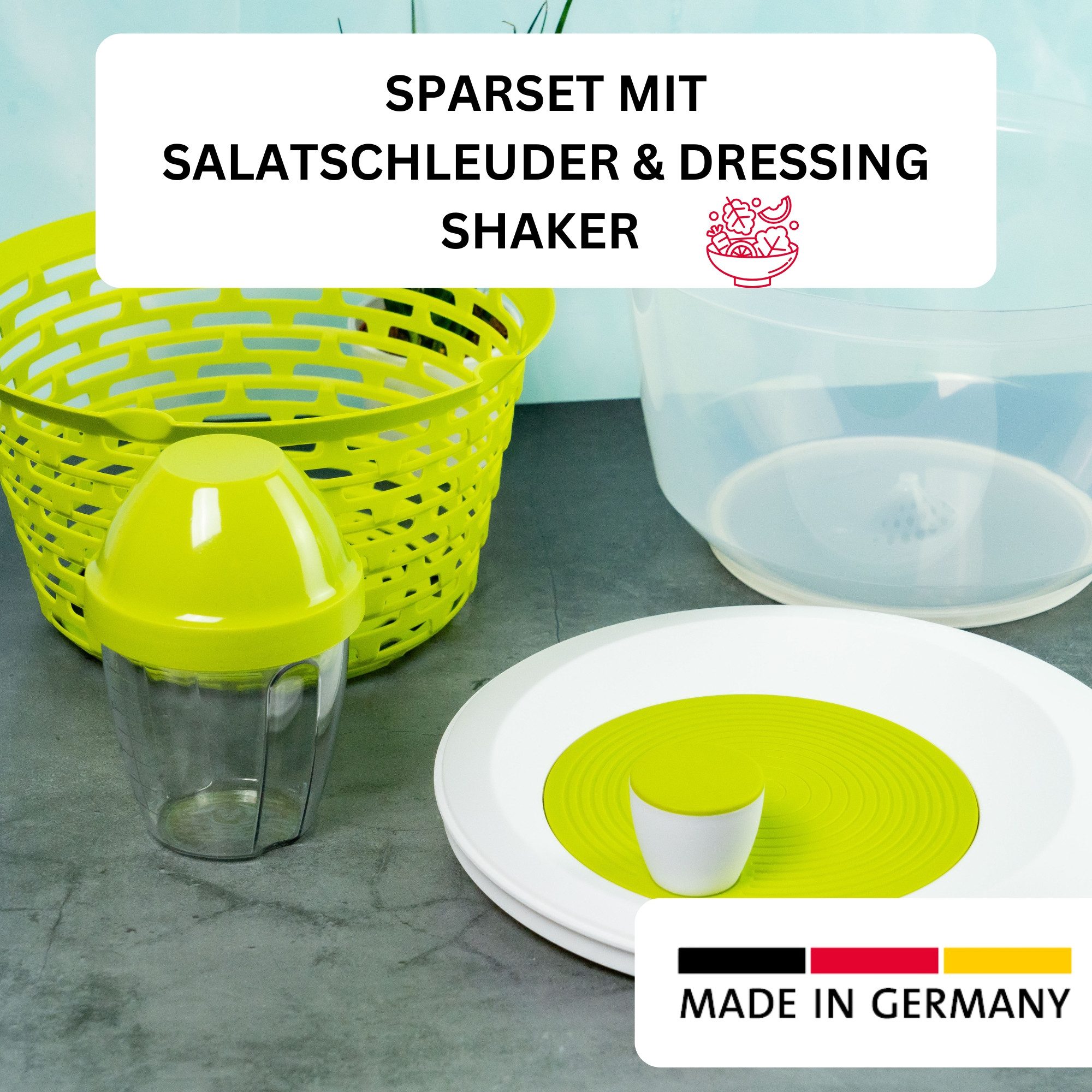 WESTMARK Salatschleuder Set: inkl. 1 Schüttelbecher, 0,25 Liter, Kunststoff, Spinderella