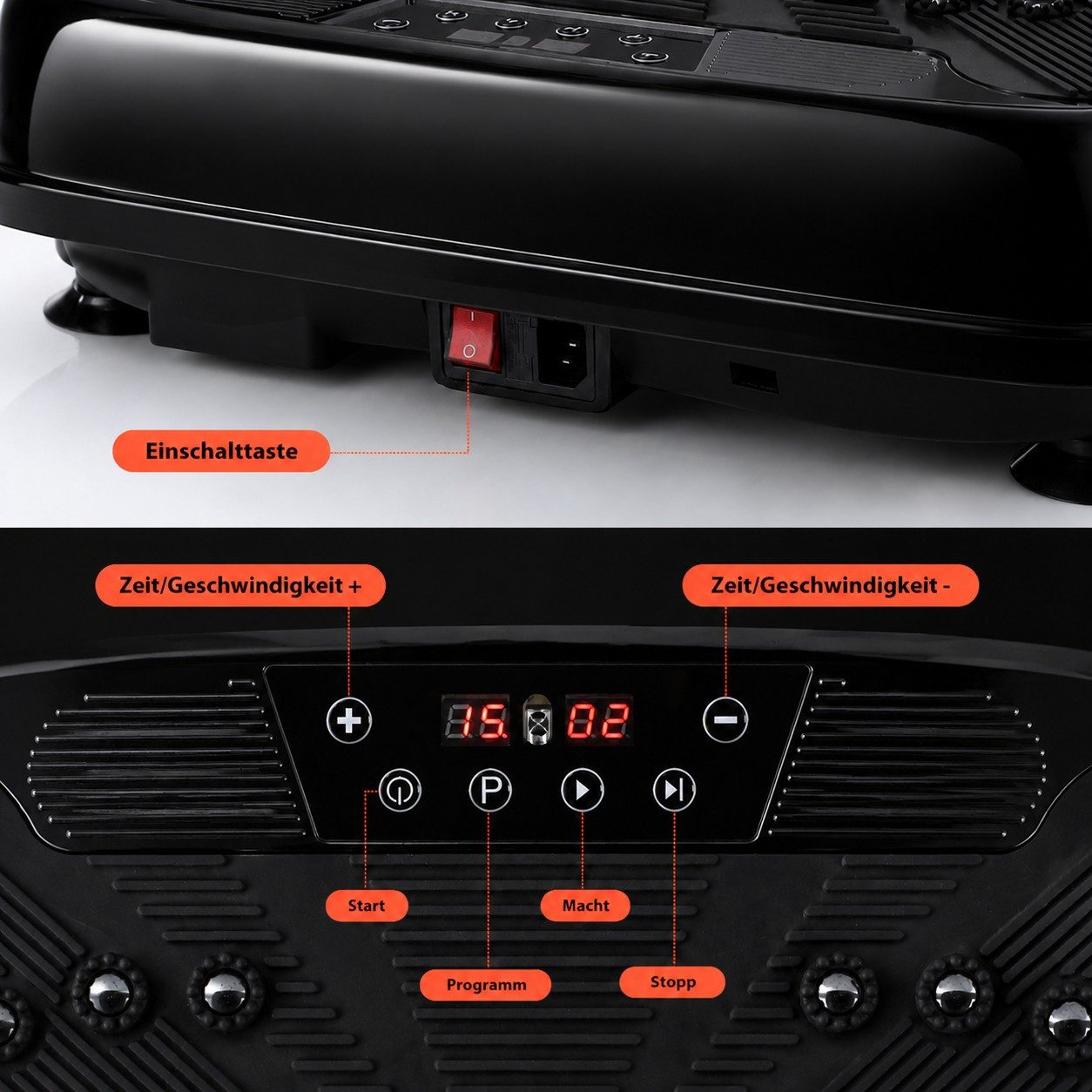 kehot Vibrationsplatte Vibrationsplatte mit Doppelmotoren, Fernbedienung & Trainingsbänder, 200 W, 99 Intensitätsstufen, (für Abnehmen, Ganzkörpertraining, Muskelaufbau - Massagegerät), 120 kg Kapazität Vibrationsplatte für Home Workout