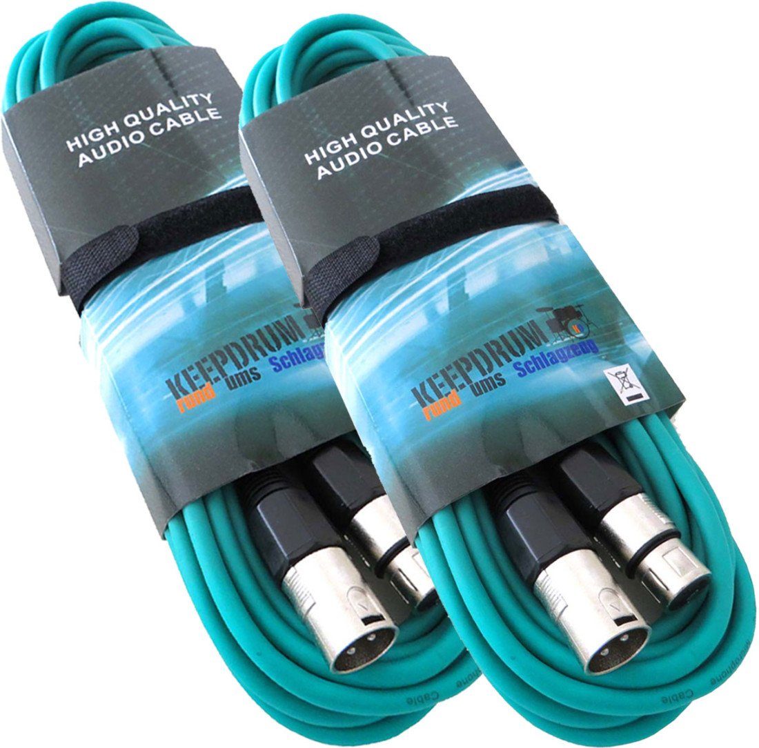keepdrum keepdrum 6m MC-001XX GR Mikrofonkabel XLR Grün 2 Stück Audio-Kabel, XLR, 2 Stück