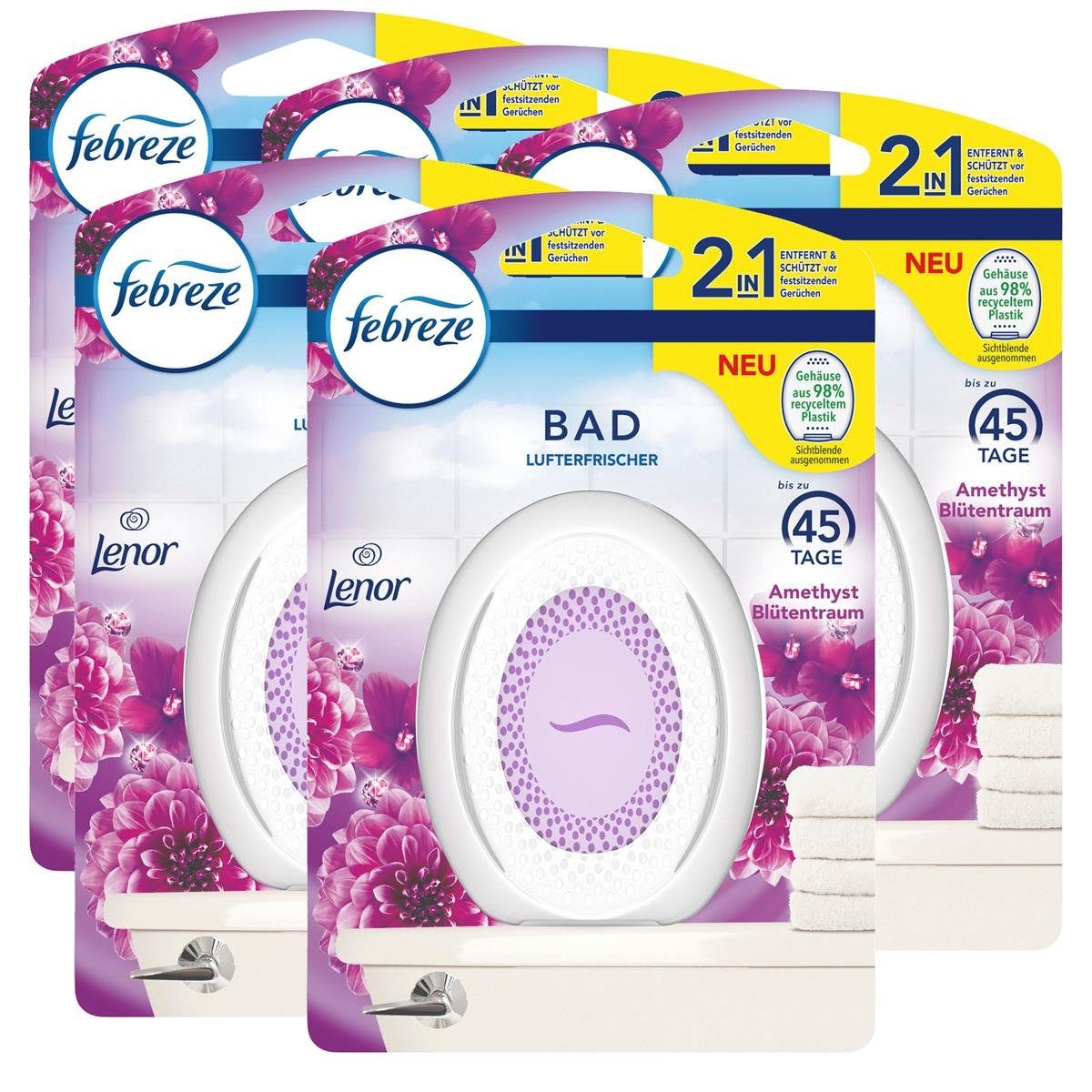 Febreze Raumduft Febreze Bad Lufterfrischer Amethyst Blütentraum - Raumduft (5er Pack)
