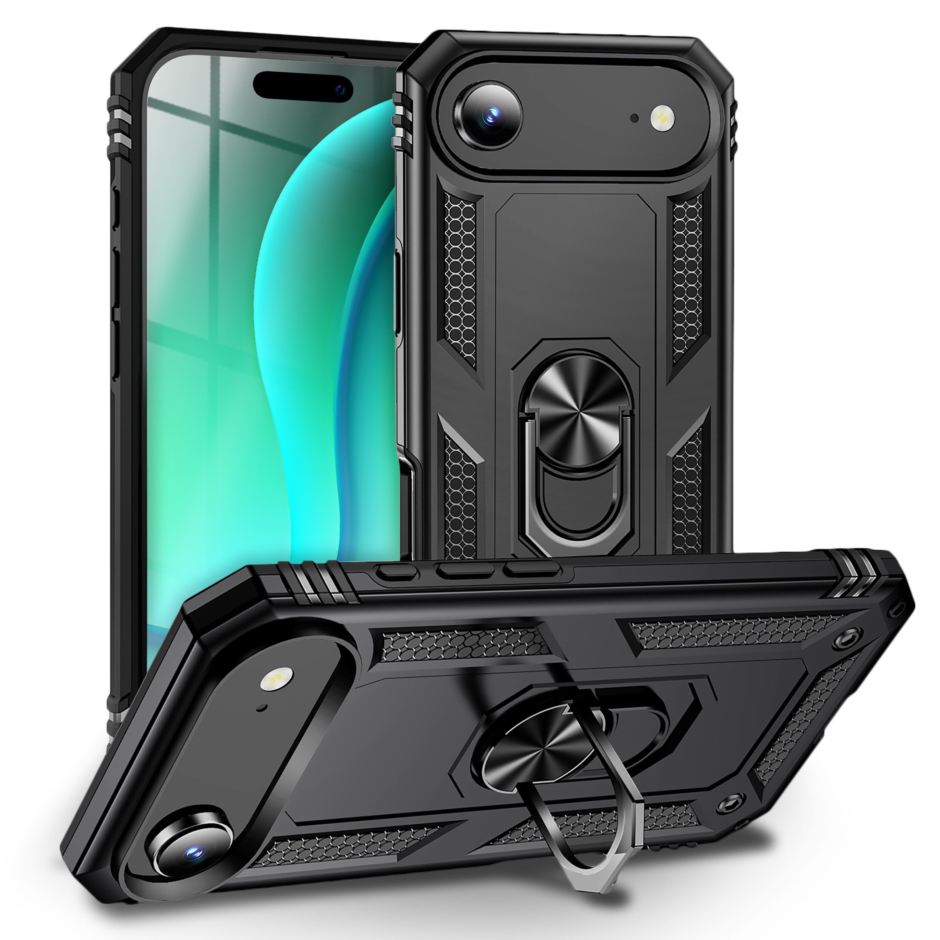 Nalia Smartphone-Hülle Apple iPhone 17 Air, Hülle mit Ring / Extrem Robust / Fallschutz / Ständer / Military Style